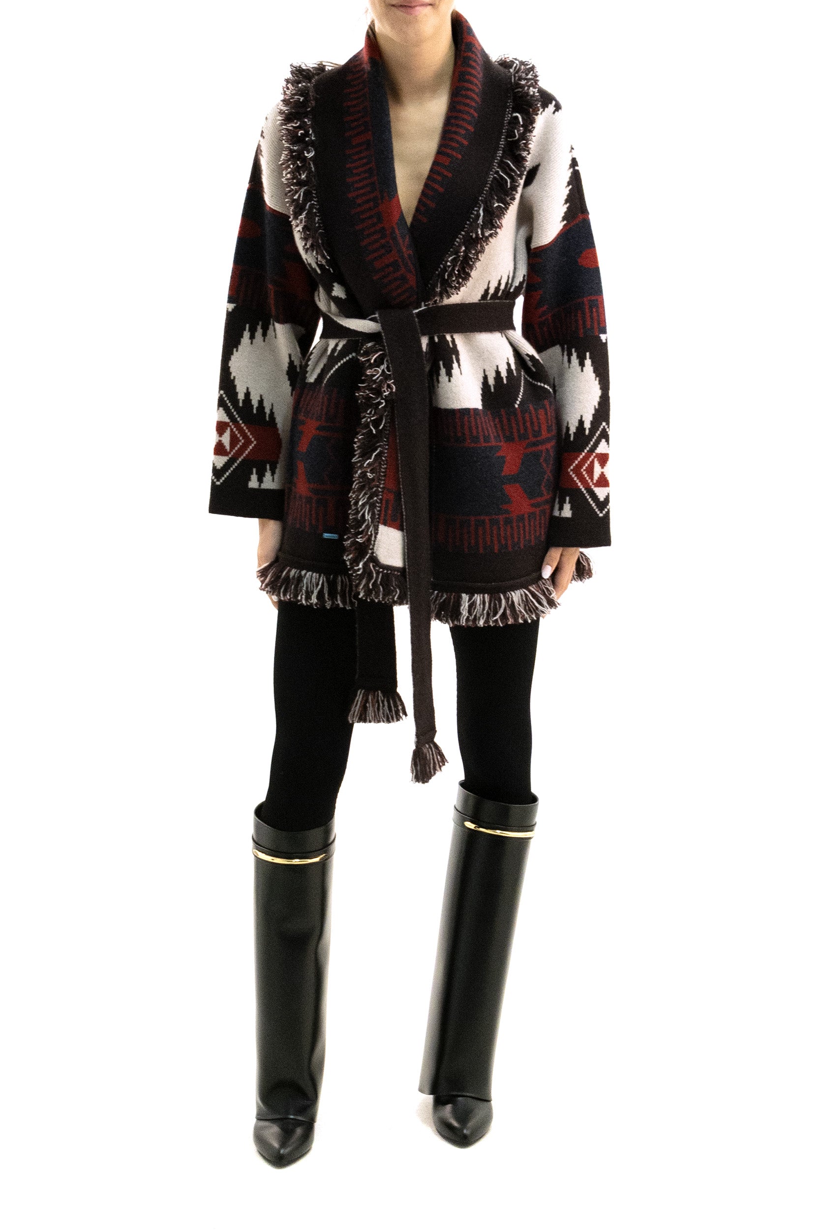 Cardigan in Cashmere Icon Jaquard<BR/> LWHB064E26KNI001 6017 ALANUI 