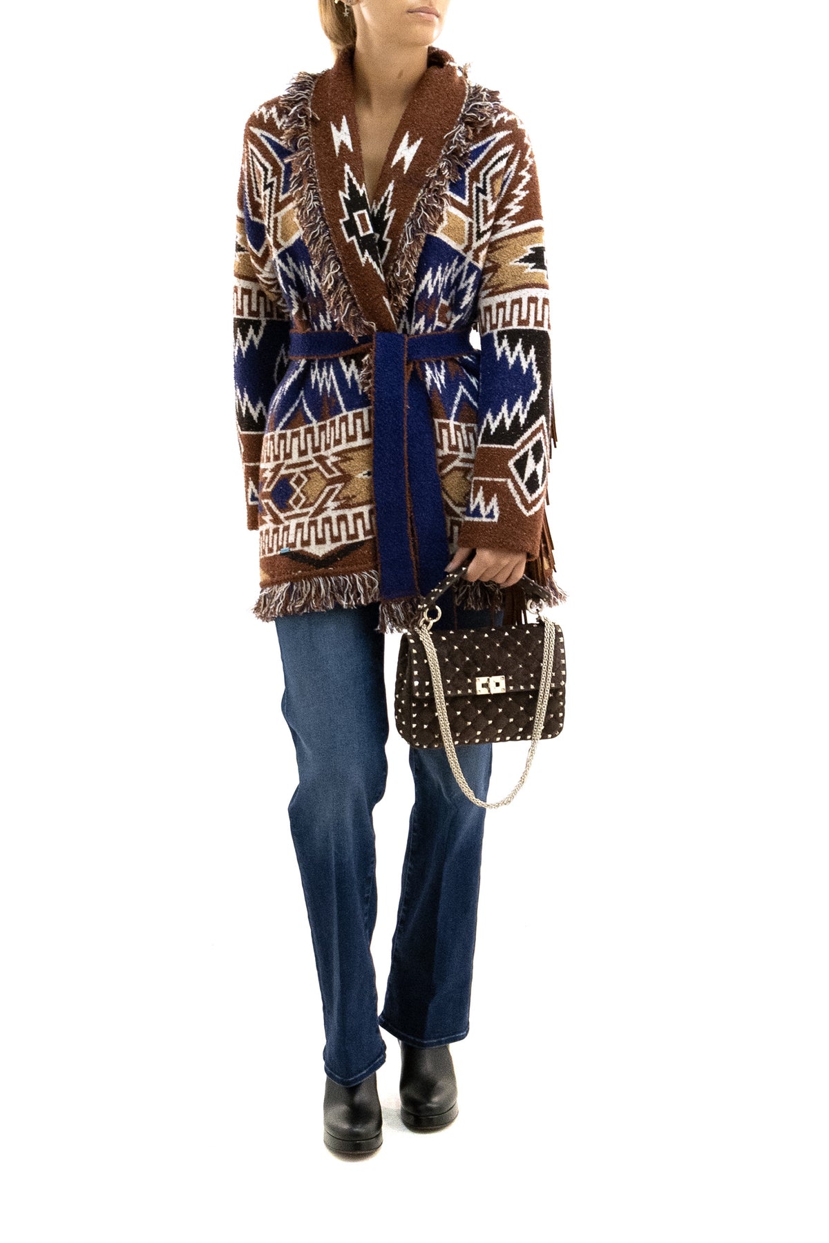 ALANUI Cardigan Amazing Journey in lana di colore marrone, Blu, view 2