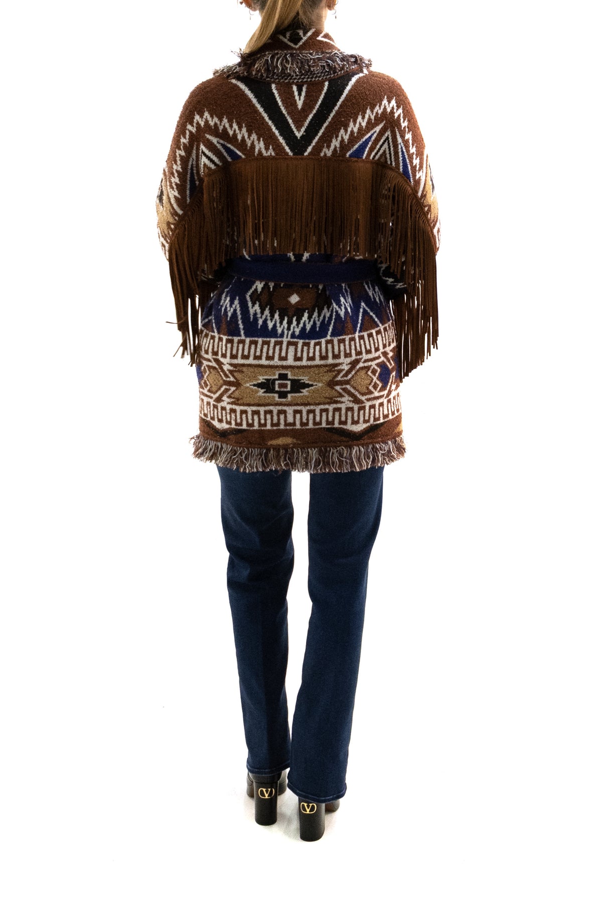 ALANUI Cardigan Amazing Journey in lana di colore marrone, Blu, view 4