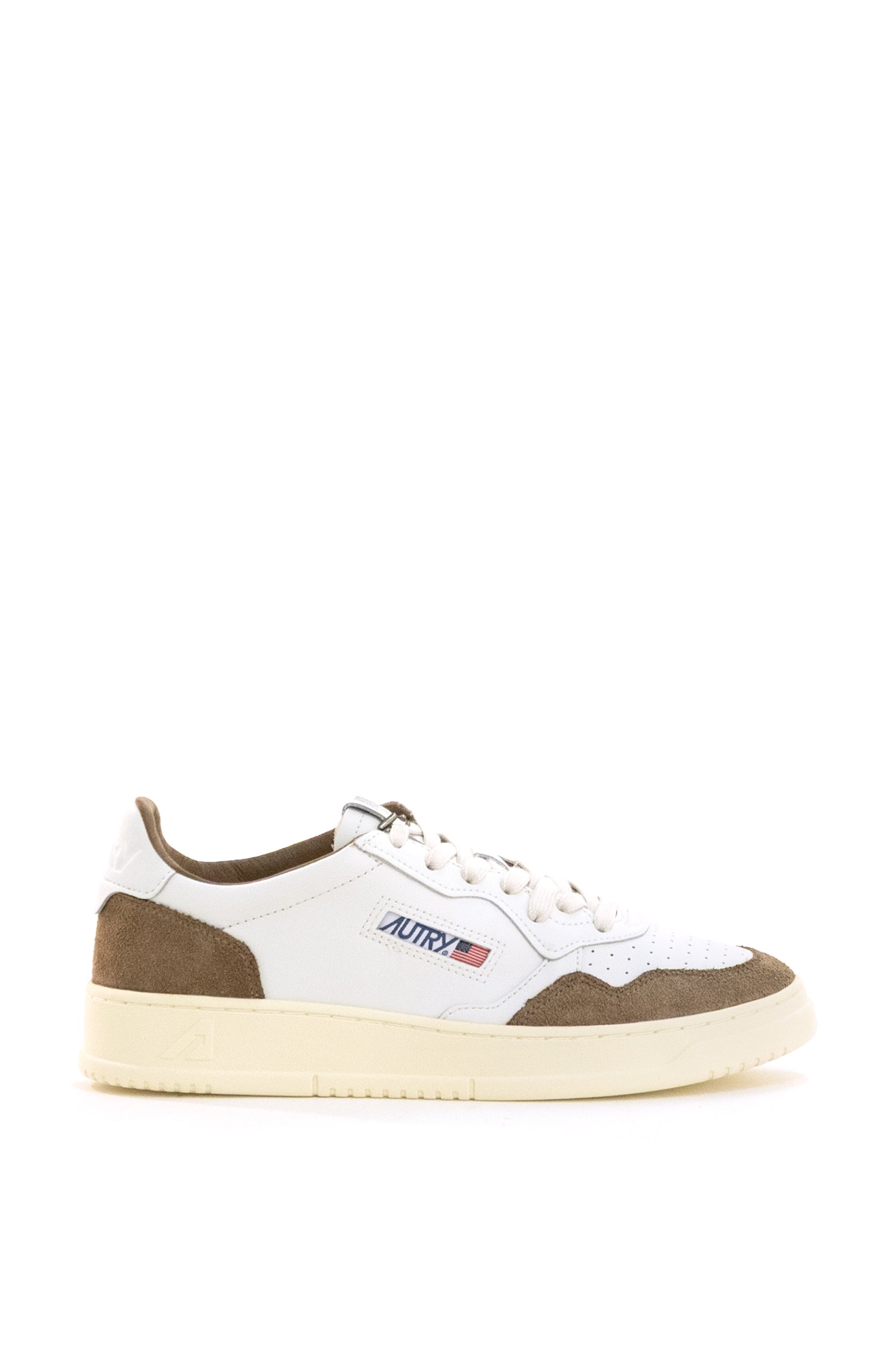 Sneakers Medalist in pelle liscia di colore bianco<BR/> AULM FT17 WHT/TABACCO AUTRY 