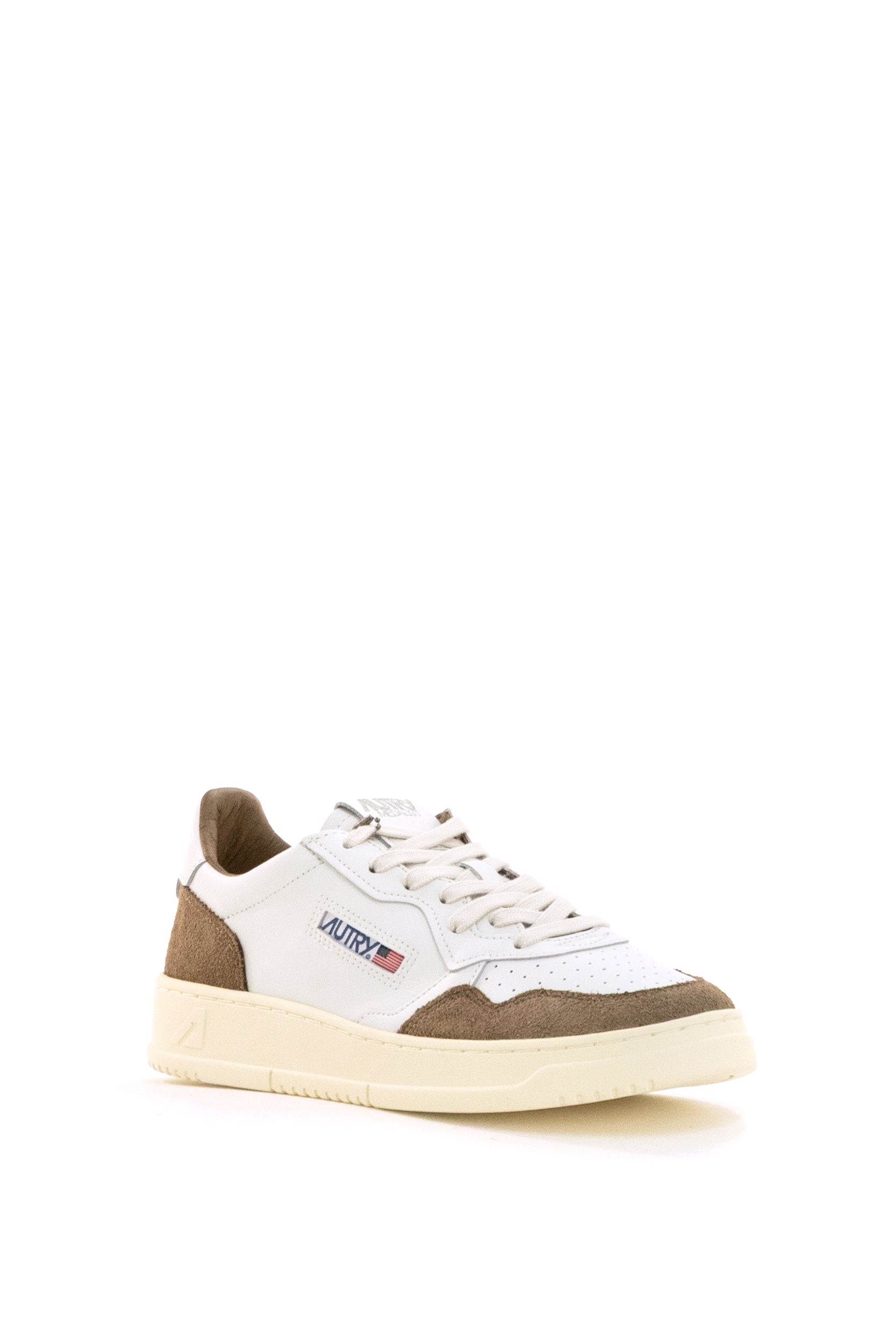 Sneakers Medalist in pelle liscia di colore bianco<BR/> AULM FT17 WHT/TABACCO AUTRY 