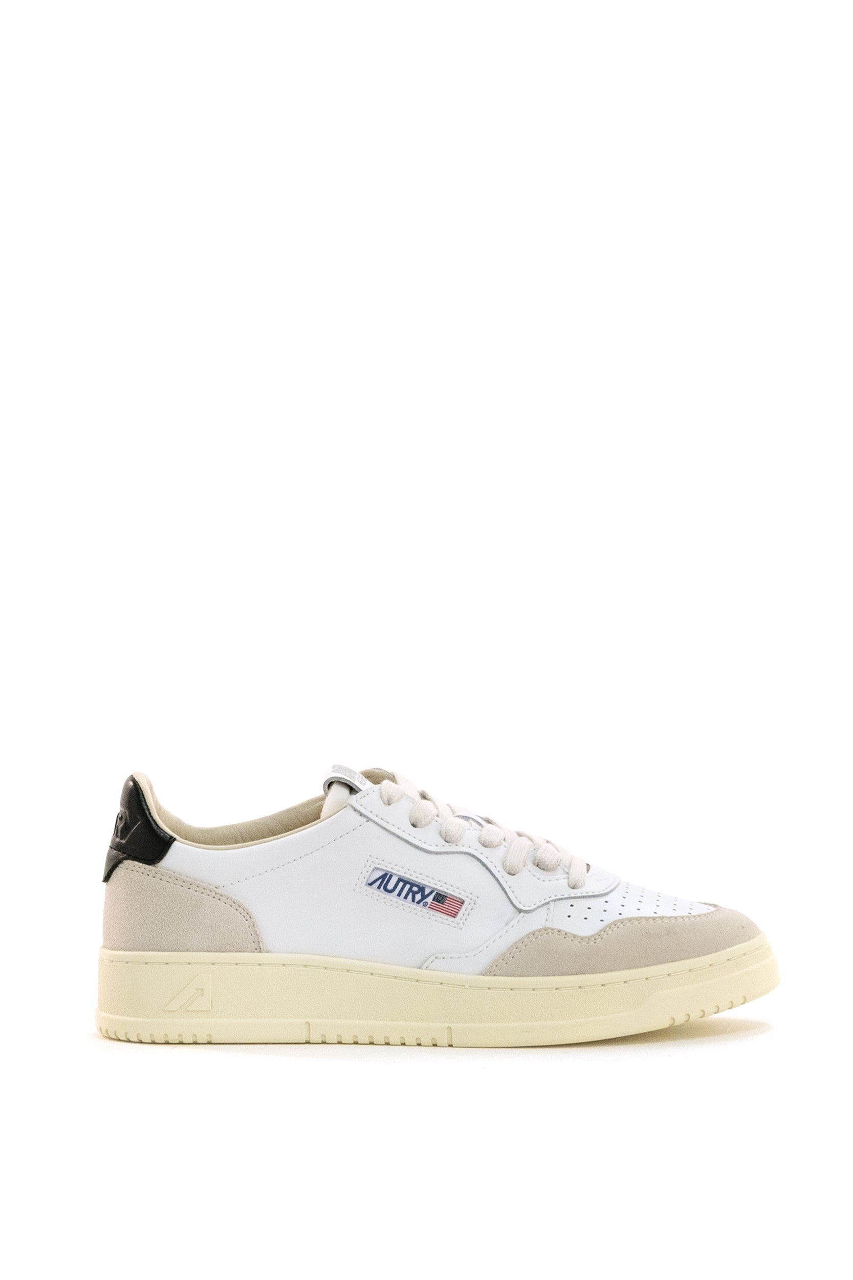 Sneaker Medalist in pelle liscia di colore bianco<BR/> AULM LS21 WHT/BLK AUTRY 