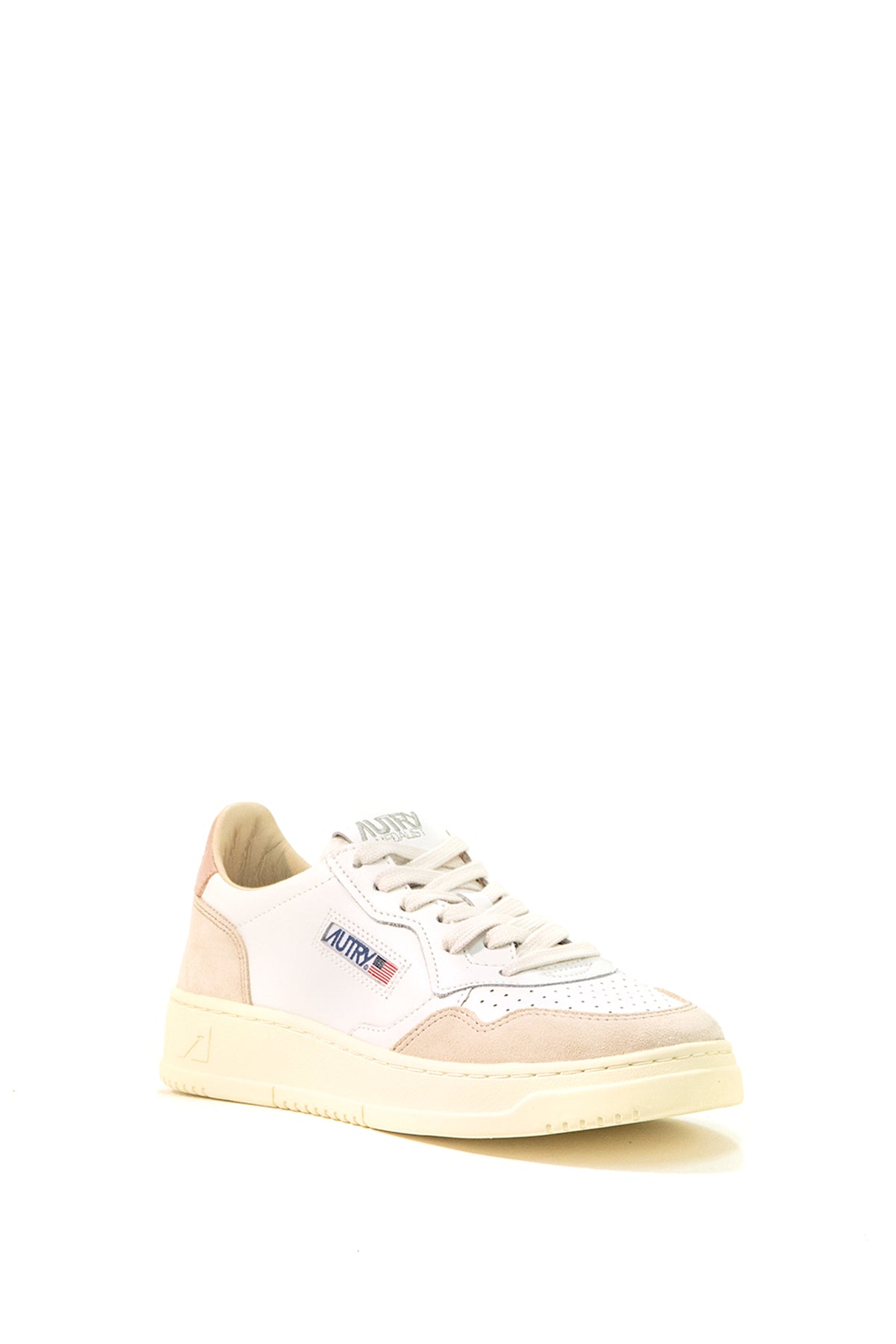 AUTRY Sneakers Medalist low-top in pelle liscia e suede, Bianco/rosa, vista 2