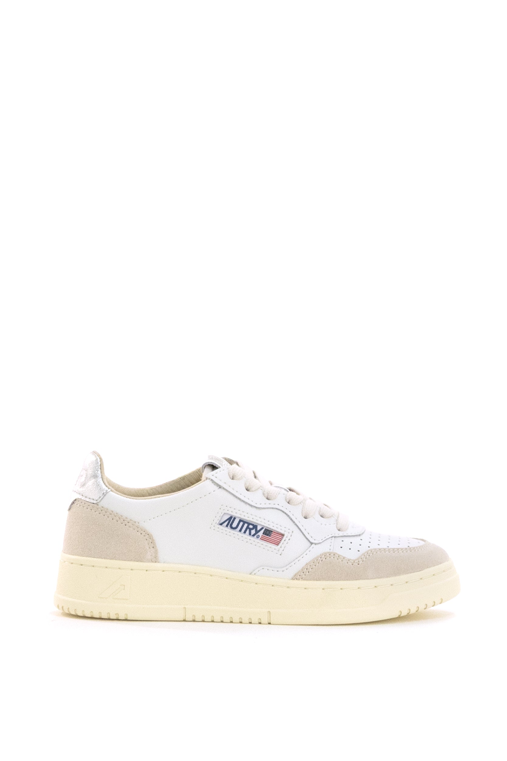 Sneakers Medalist in pelle liscia color bianco e suede color grigio chiaro AULW LS74 WHT/SILVER AUTRY 