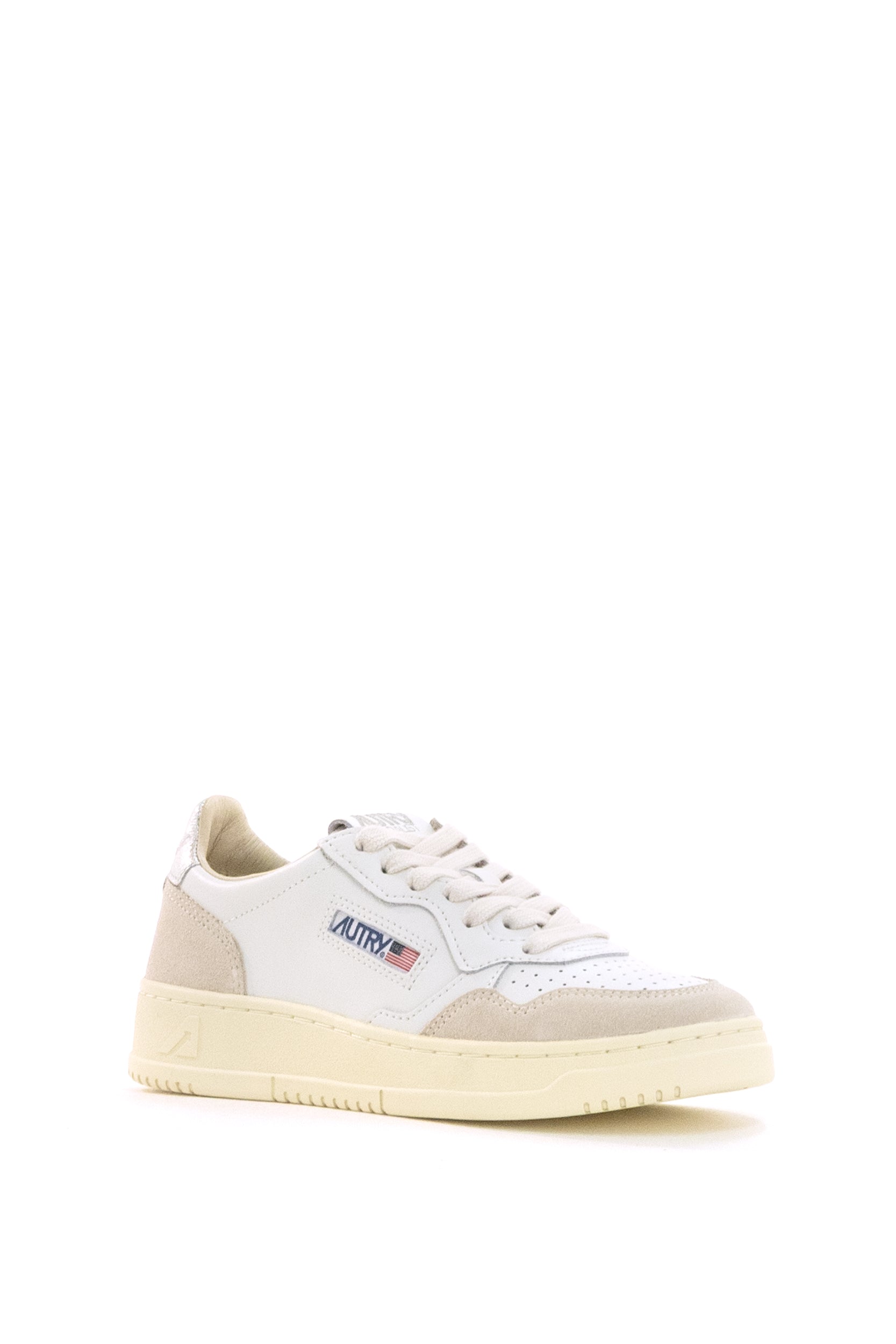 Sneakers Medalist in pelle liscia color bianco e suede color grigio chiaro AULW LS74 WHT/SILVER AUTRY 
