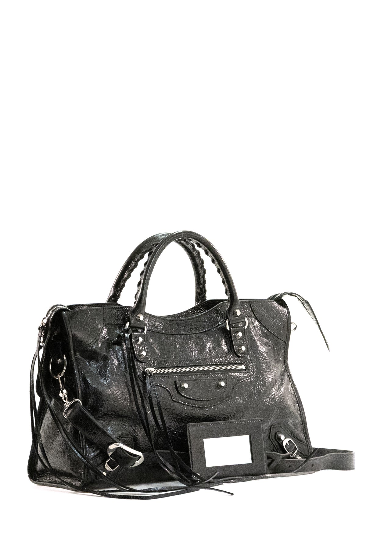 BALENCIAGA Borsa Le City media in pelle Arena di colore nero, vista 2