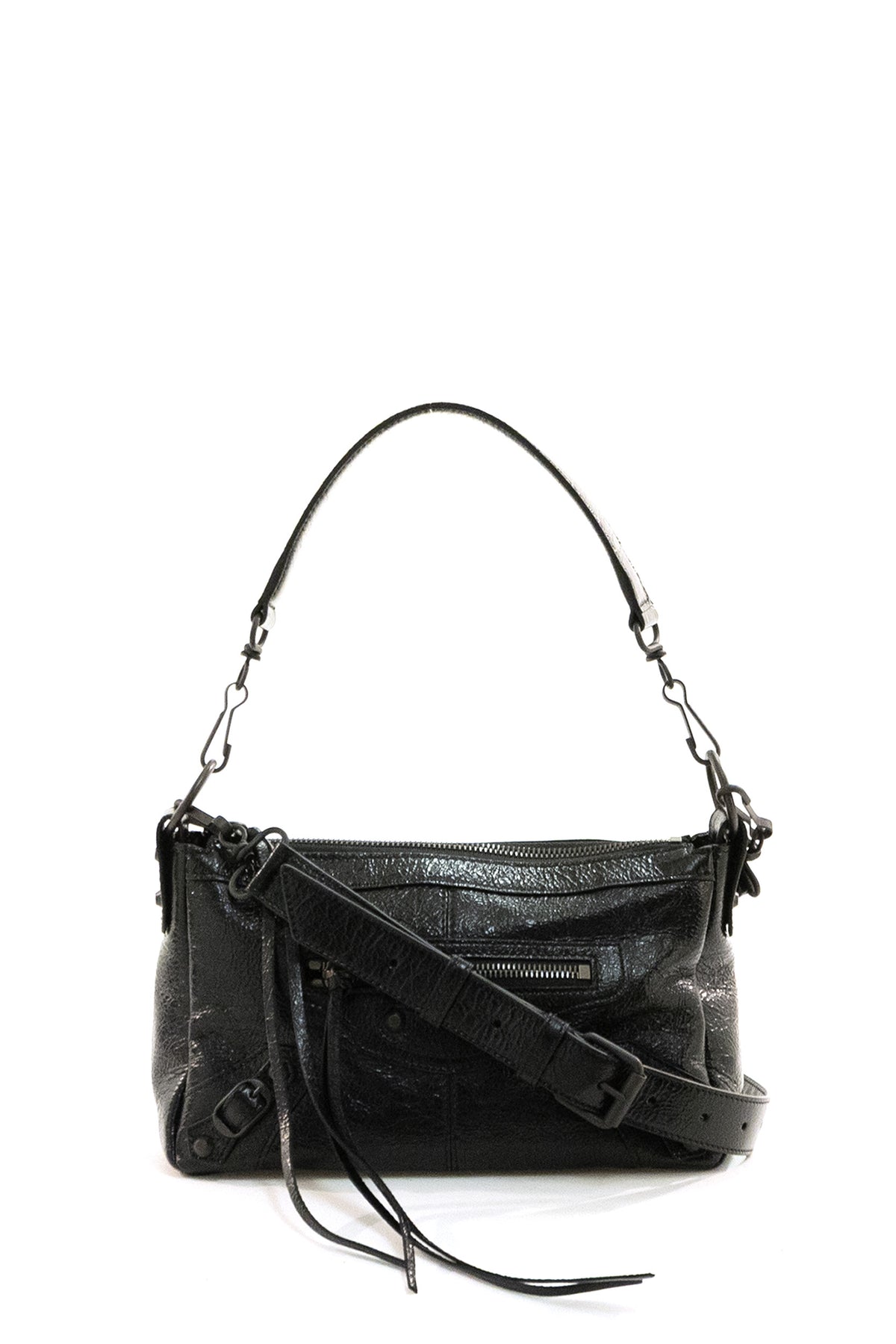 BALENCIAGA Borsa Le City Moto Mini in pelle Arena di colore nero