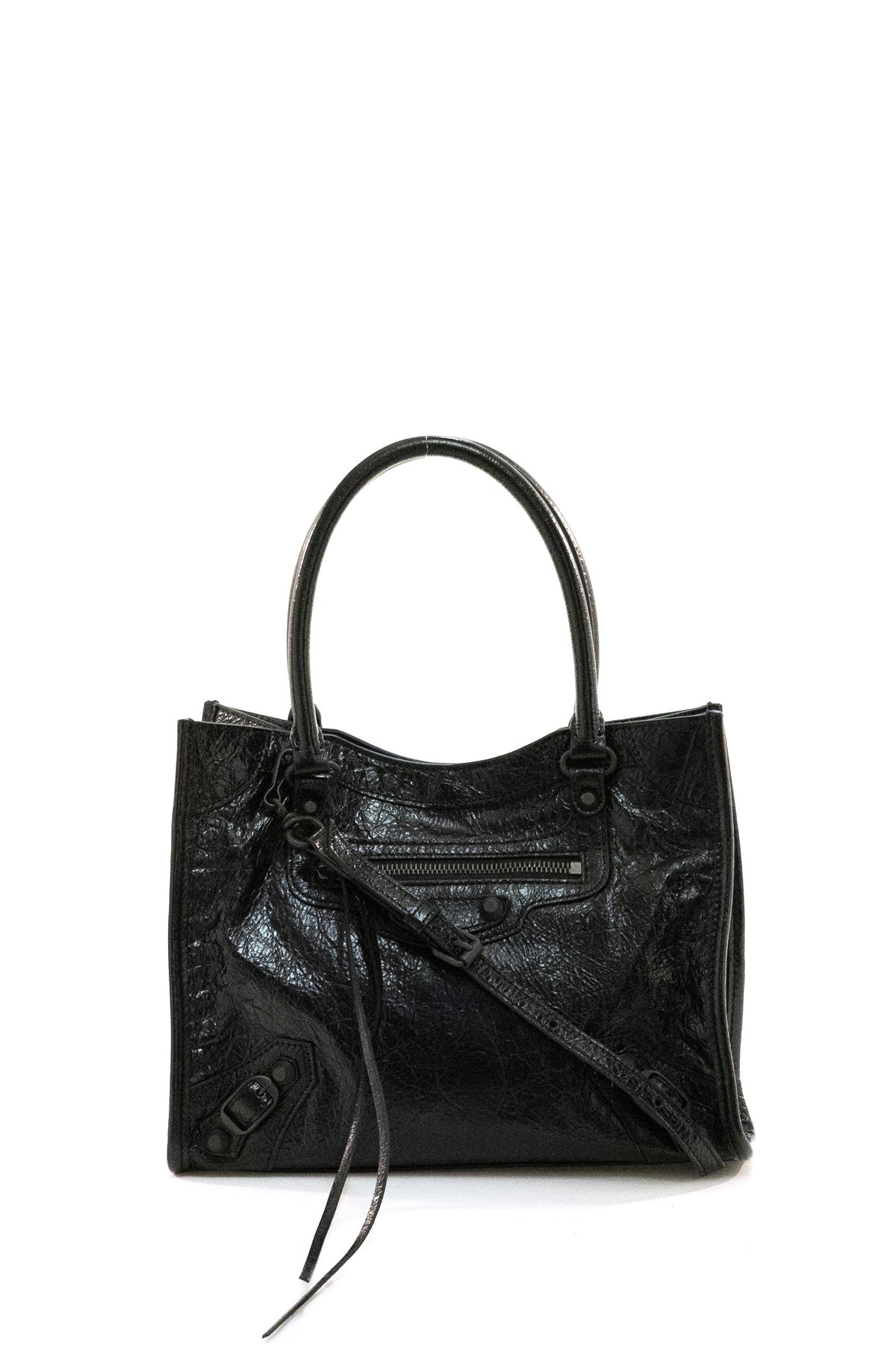BALENCIAGA Borsa Le City Tote mini in pelle Arena di colore nero