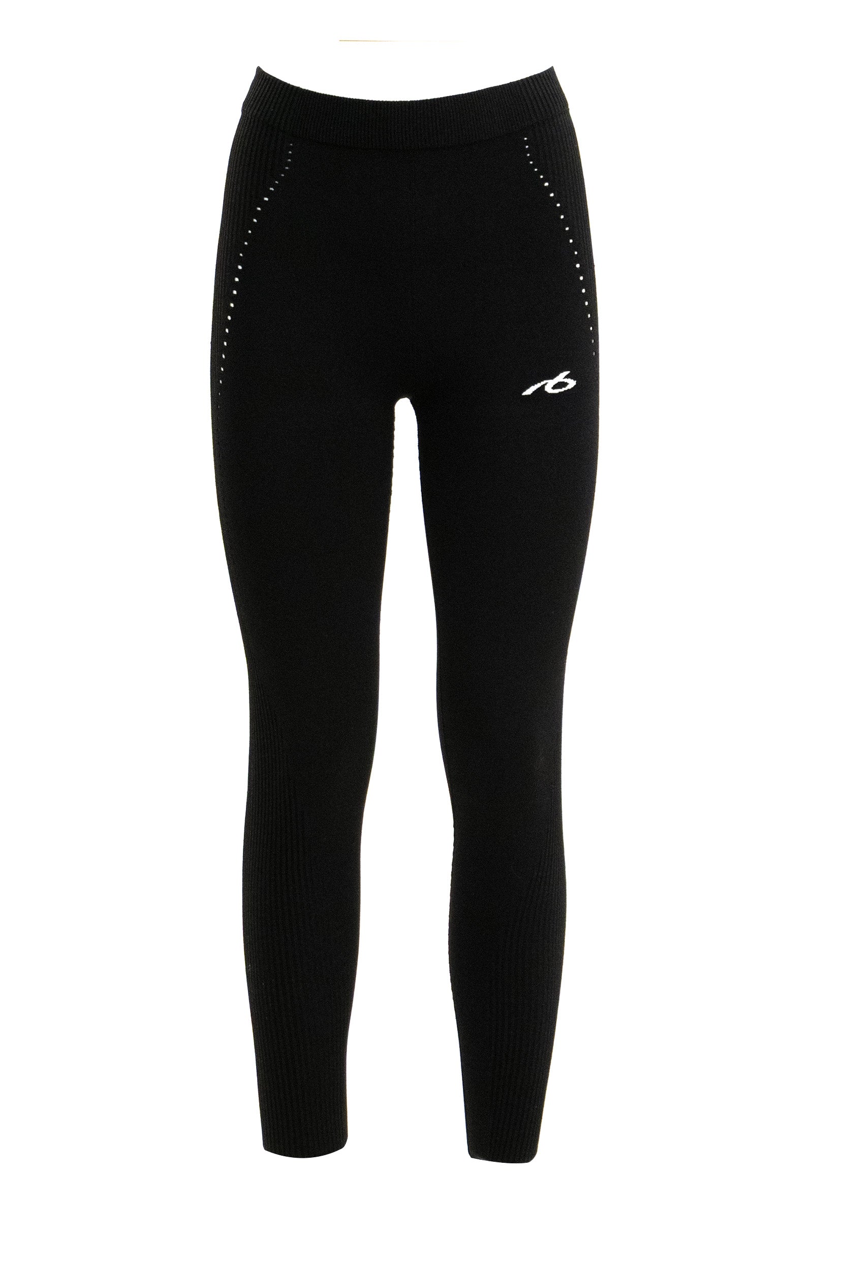 Leggings TechWear in maglia di viscosa a coste di colore nero<BR/> 875633 T5355 1000 BALENCIAGA 