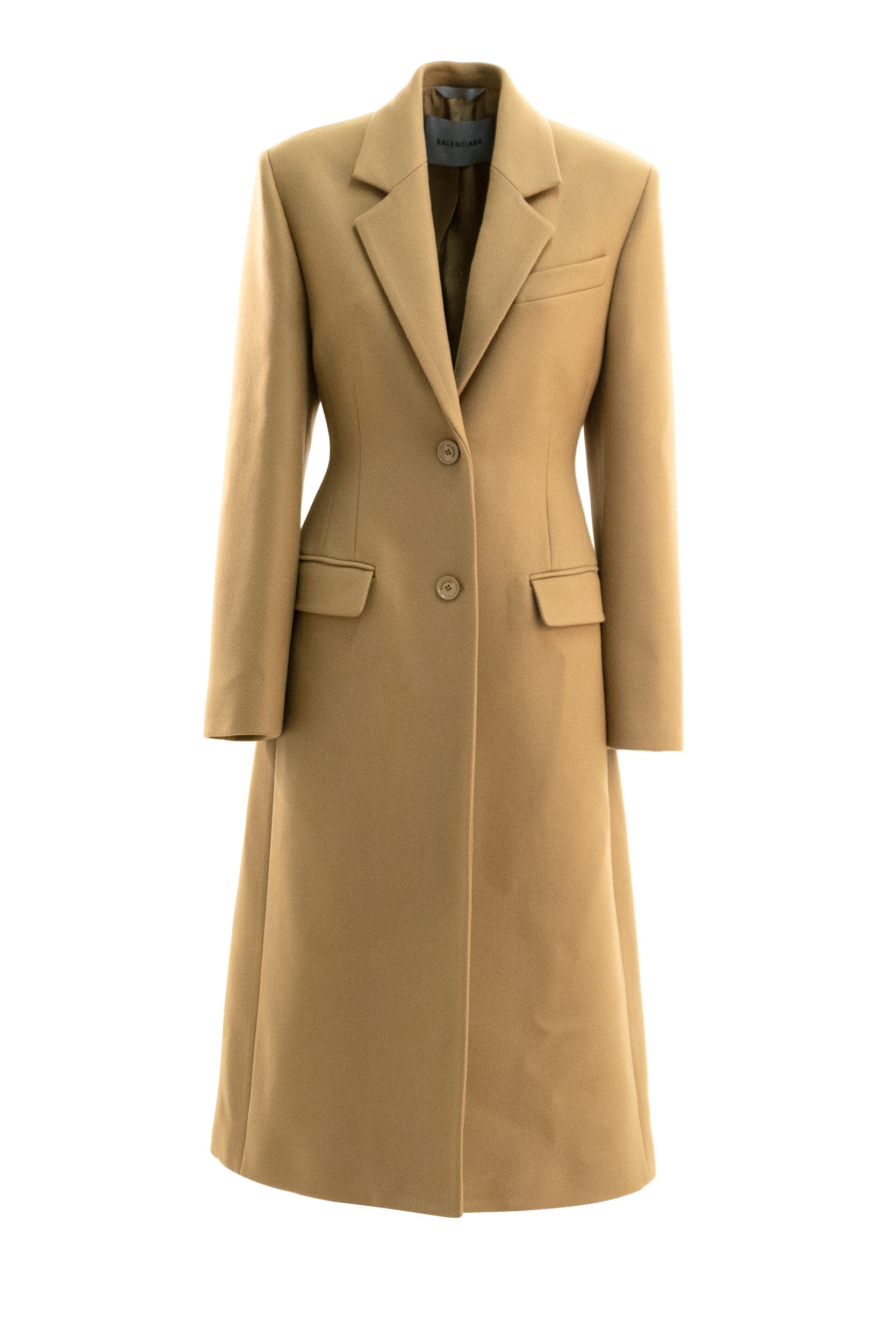 Cappotto monopetto in melton color cammello <BR/> A00285 TUU43 2602 BALENCIAGA 