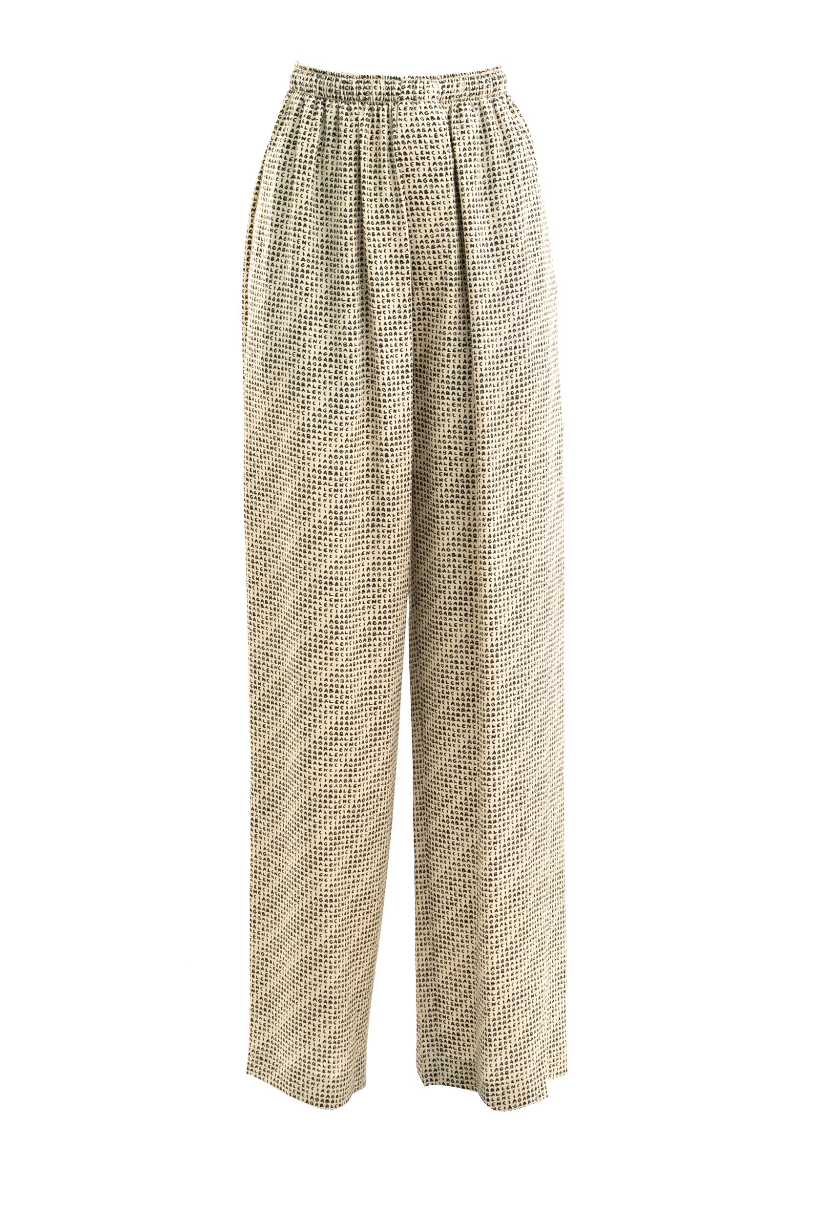 Pantaloni Monogram in crêpe di seta di colore beige e nero<BR/> A002AB TUL72 9364 BALENCIAGA 