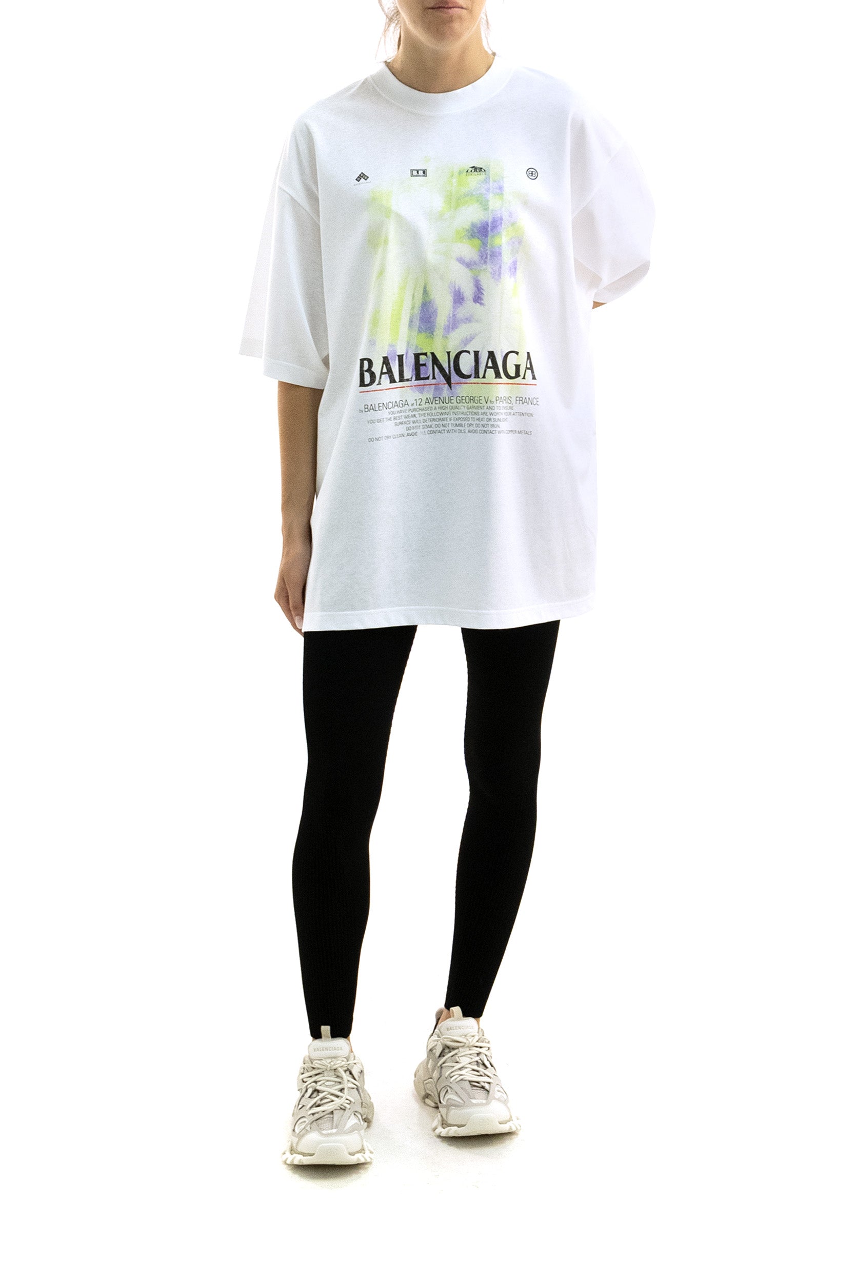 T-Shirt The Window Oversize in jersey dry di colore bianco <BR/> A00497 TUV07 9000 BALENCIAGA 