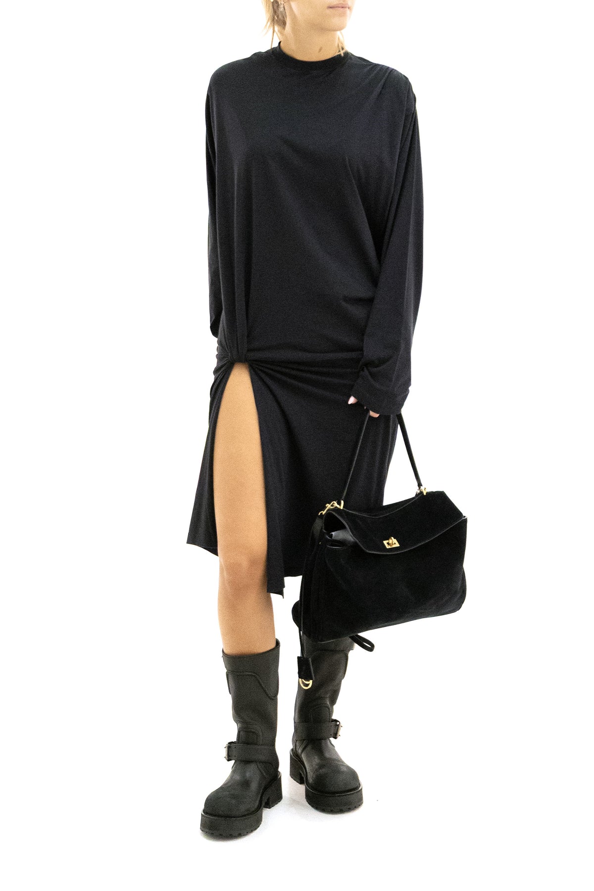 BALENCIAGA Abito in jersey di colore nero, view 2
