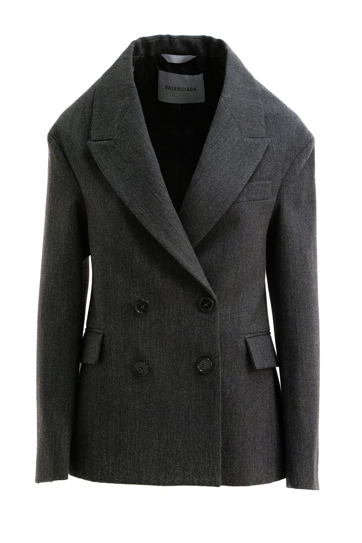 BALENCIAGA Giacca Stola in lana di colore grigio