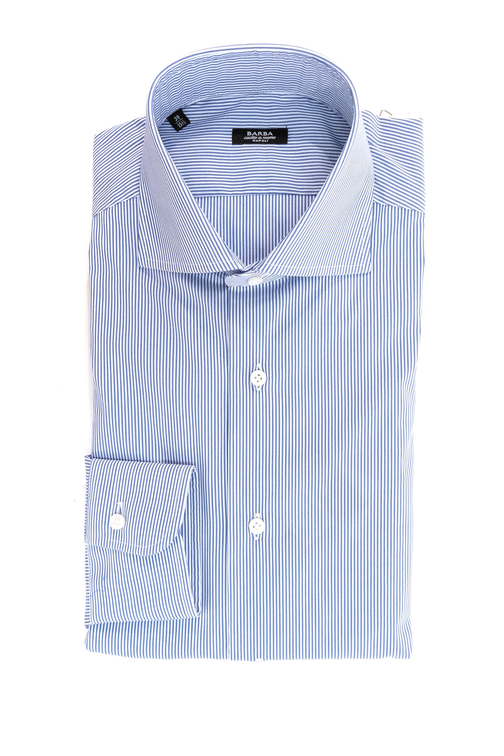 Camicia in cotone a righe di colore bianco e blu<BR/> I1U13P0157084.U 0002 BARBA 