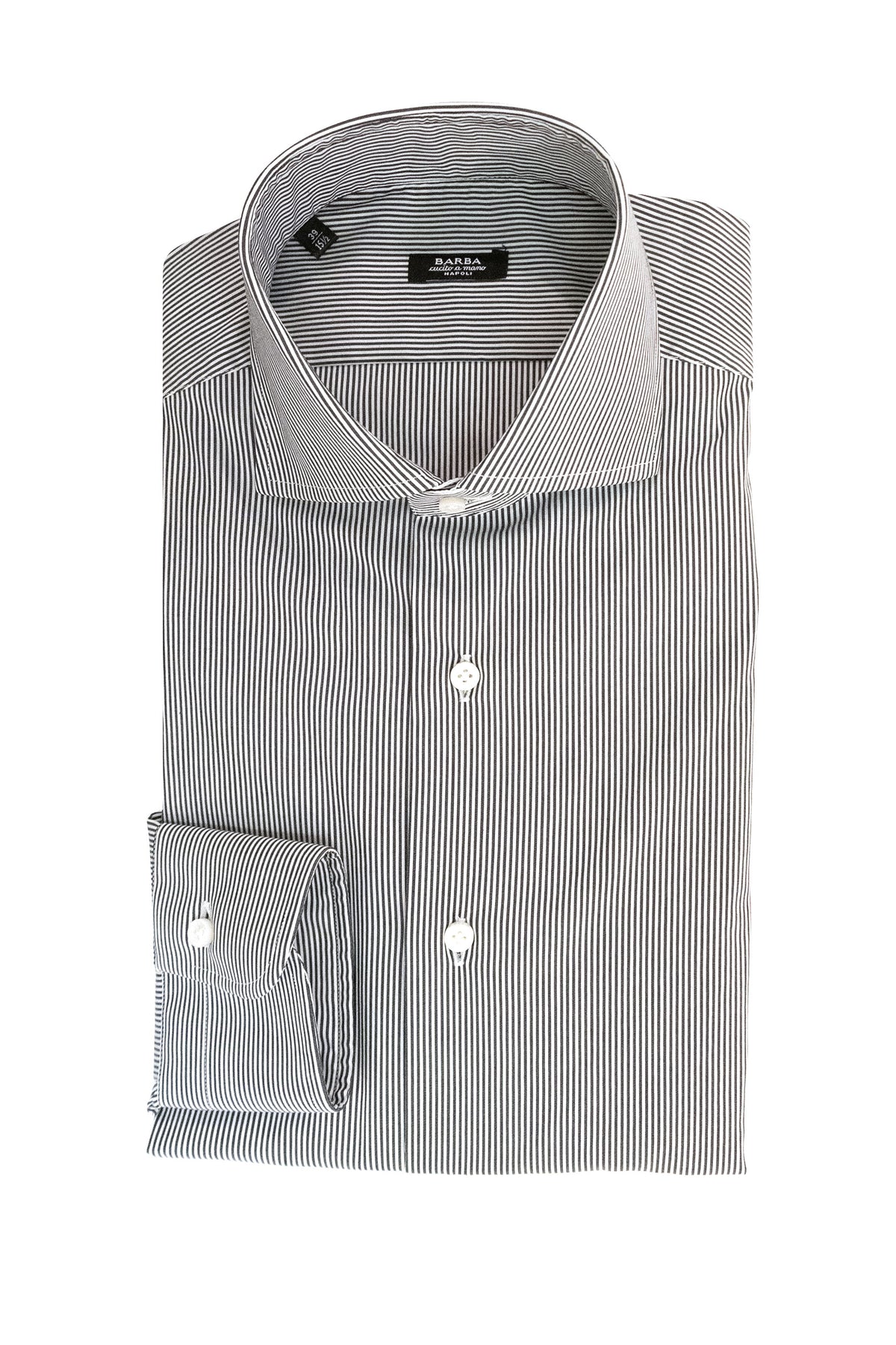 BARBA White and black striped cotton shirt, Bianco/nero
