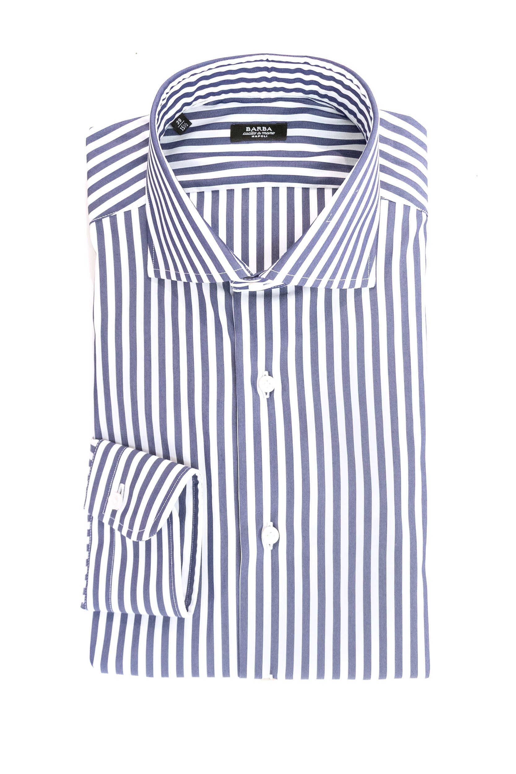 Camicia in cotone a righe di colore bianco e blu<BR/> I1U13P0157114.U 0001 BARBA 