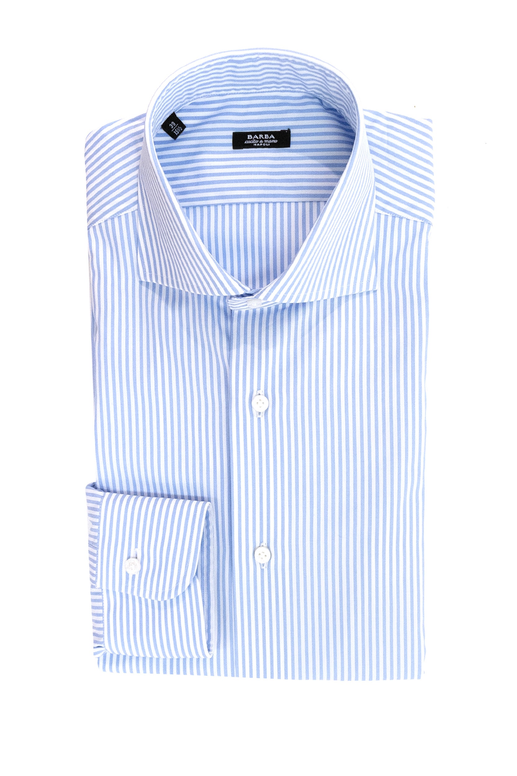 Camicia in cotone a righe di colore bianco e azzurro<BR/> I1U13P01PZ8220U 0001 BARBA 