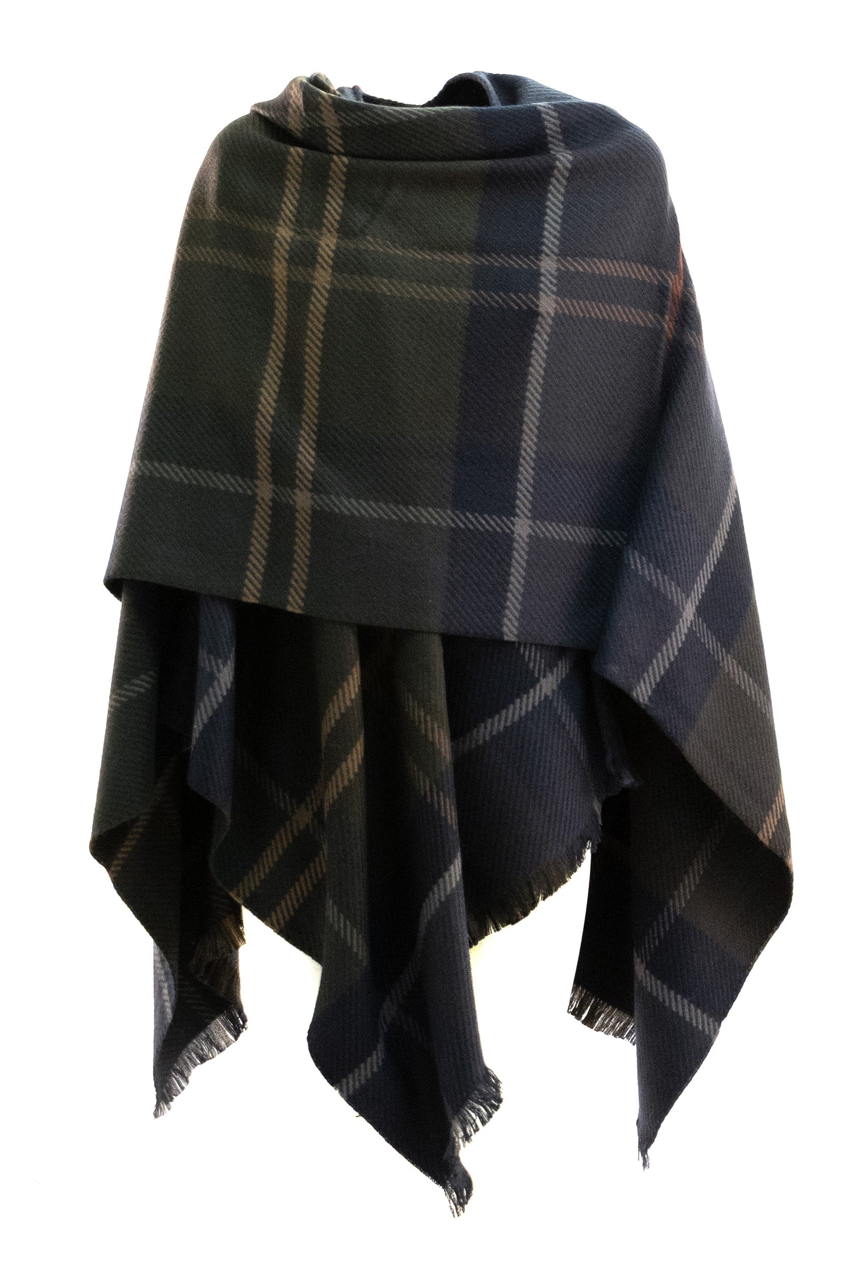 Poncho in tartan color verde<BR/> LSC0502 LSC TN43 BARBOUR 
