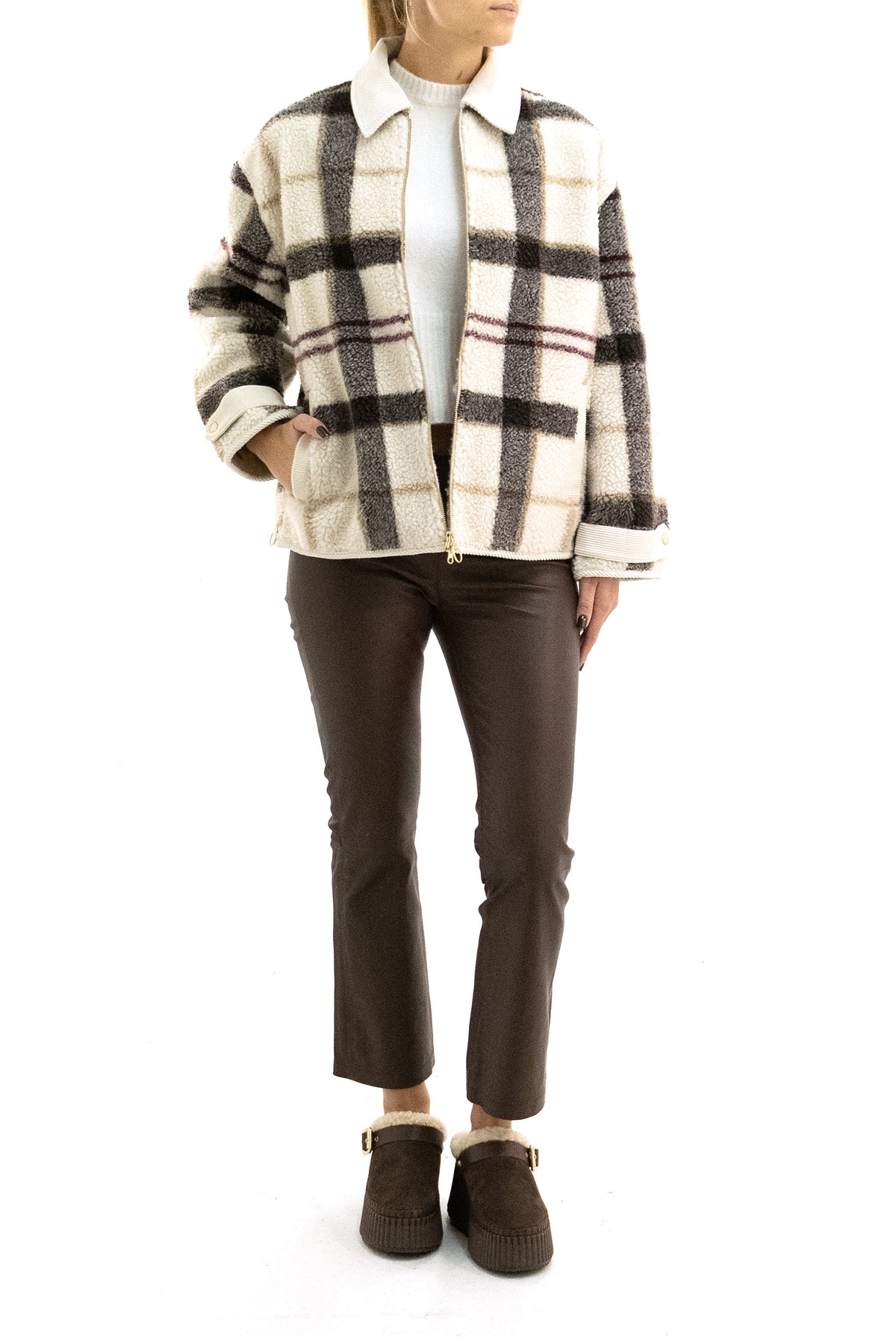 BARBOUR Pile in tartan color avorio, Beige, vista 2