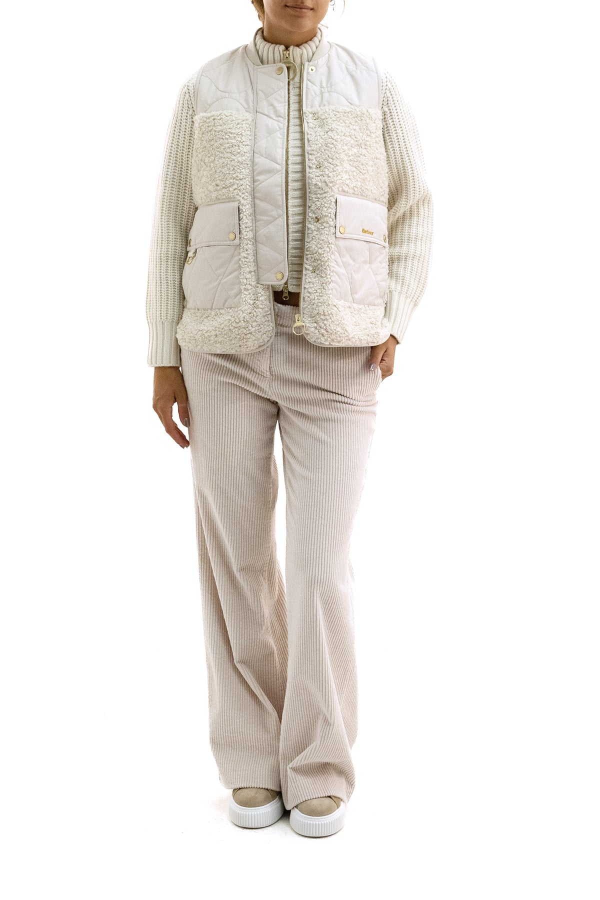 BARBOUR Gilet Ampleforth in pelliccia di colore bianco, Multi, vista 2