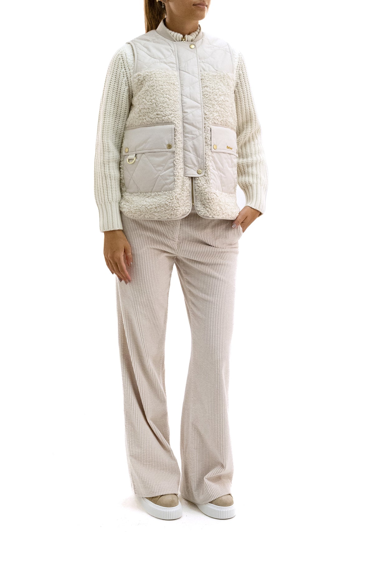 BARBOUR Gilet Ampleforth in pelliccia di colore bianco, Multi, vista 3