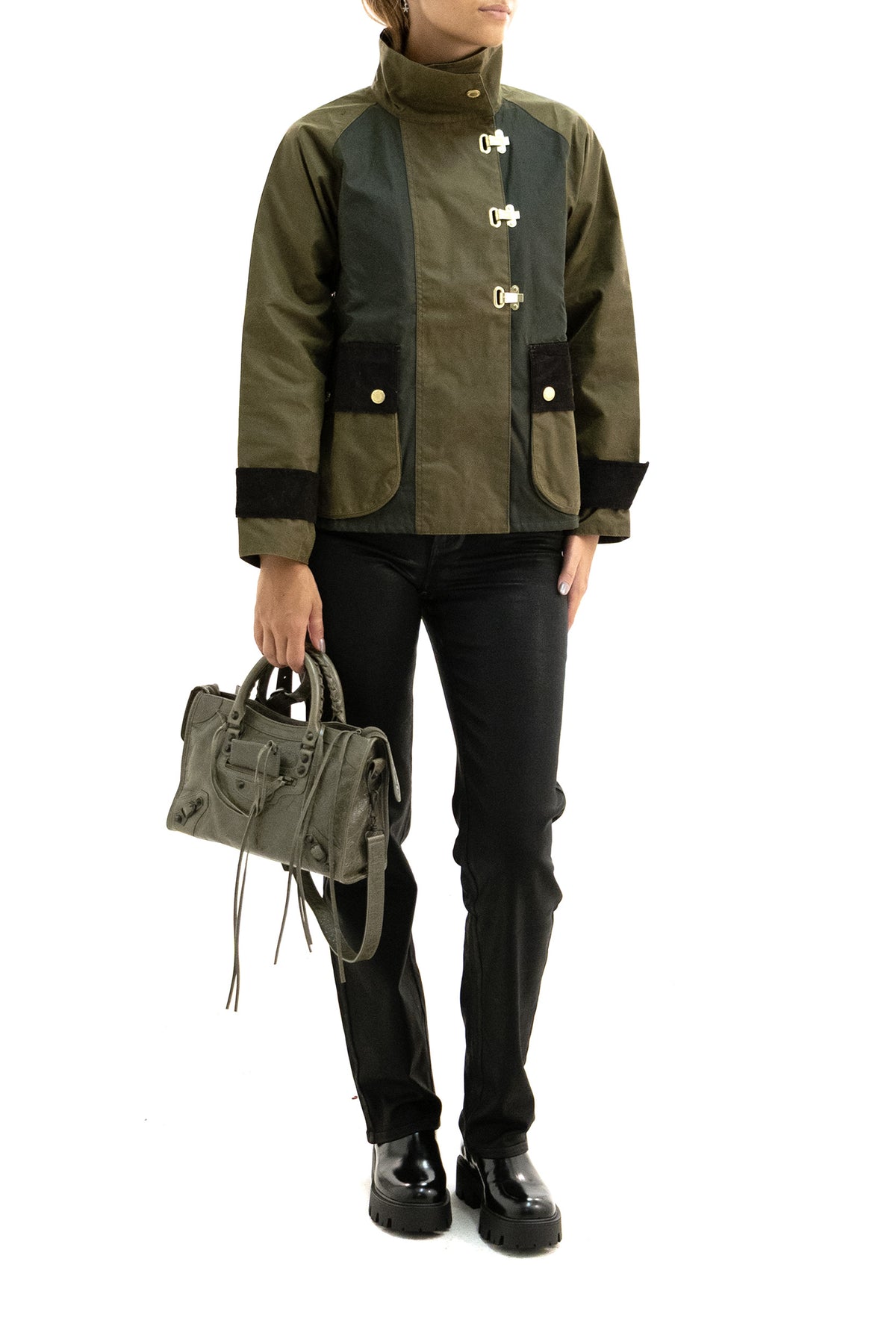BARBOUR Giacca cerata Hazelwood di cotone di colore verde, Beige, vista 2