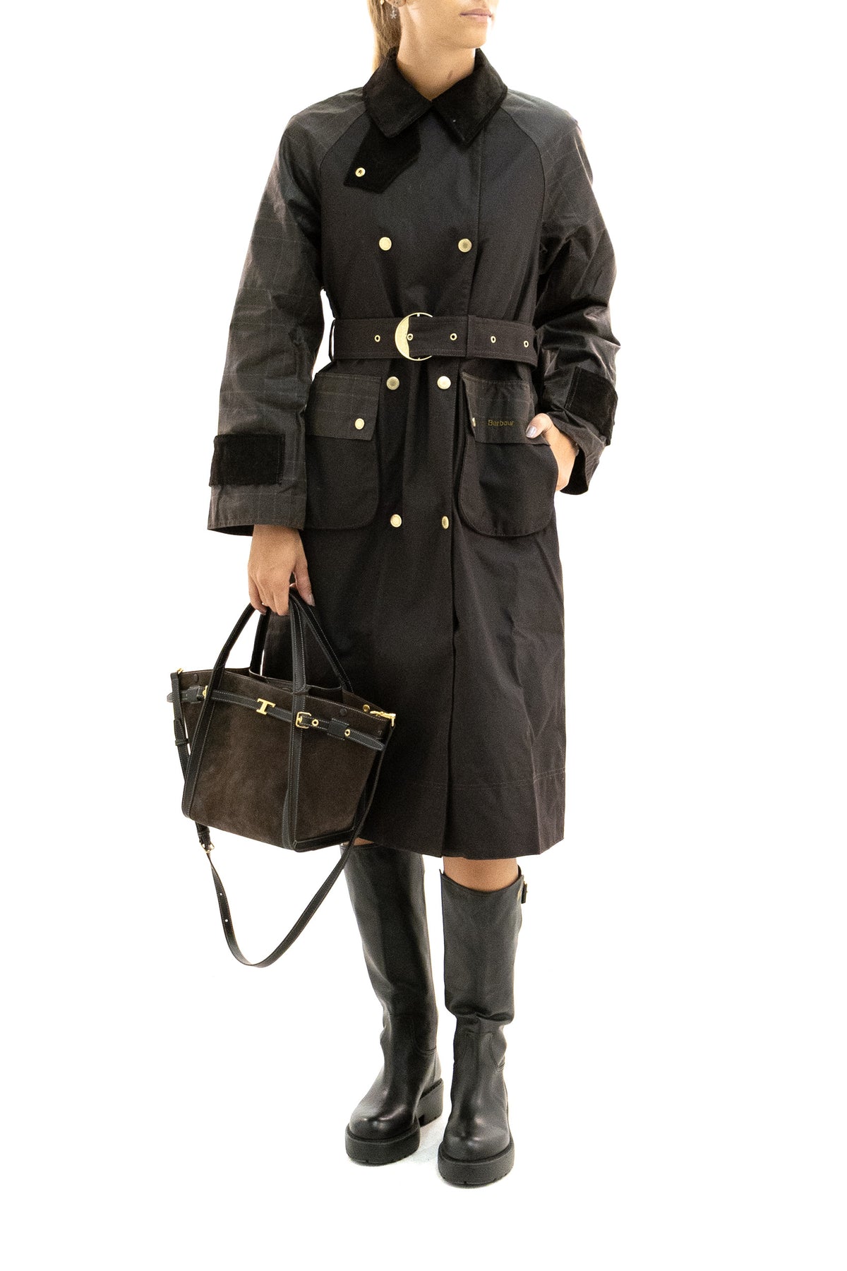 BARBOUR Giacca cerata Elva di colore marrone, vista 2