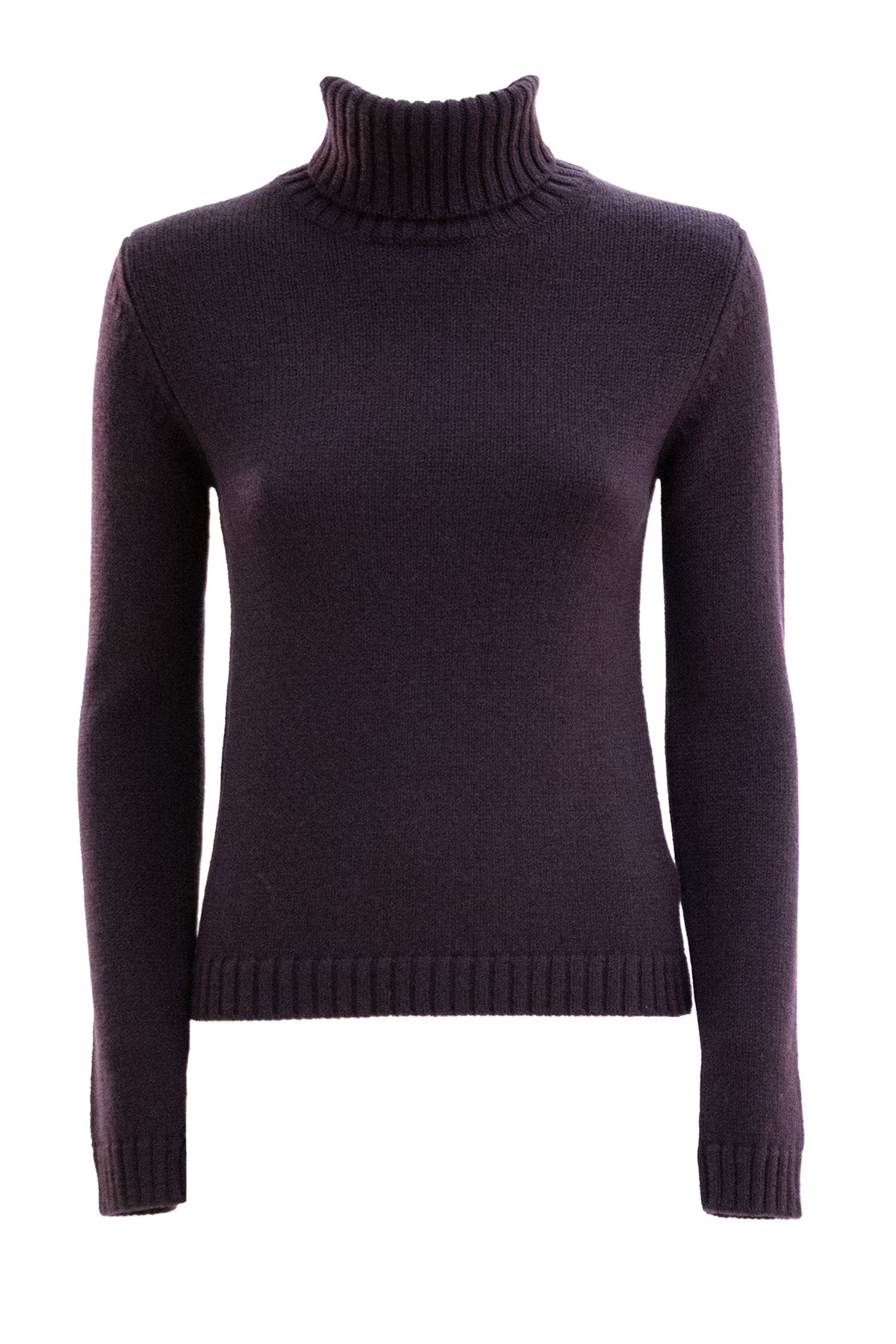 BASE Pullover in lana color melanzana, Viola