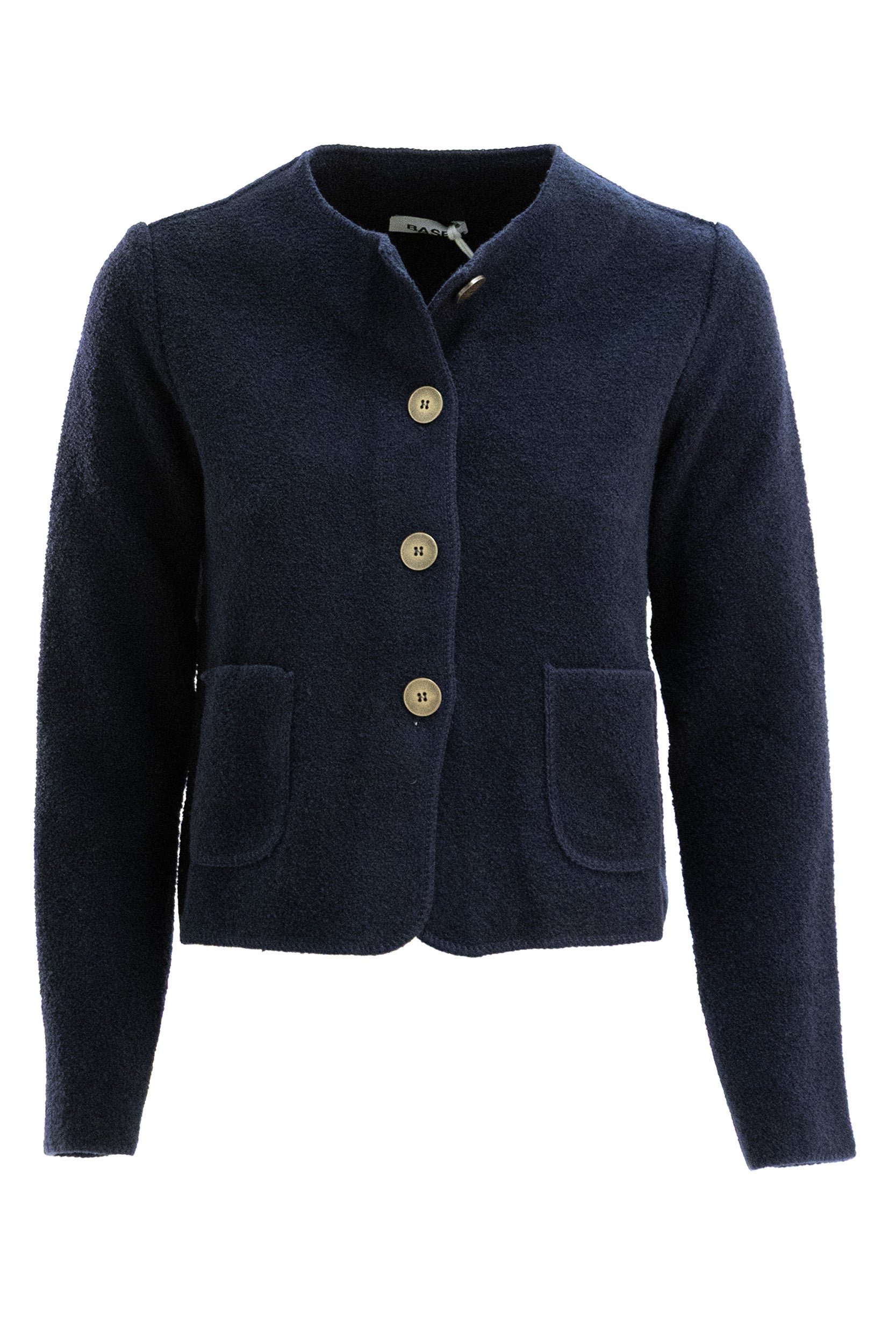 Giacca in lana bouclé di colore blu<BR/> B8590 3511 387 BASE 