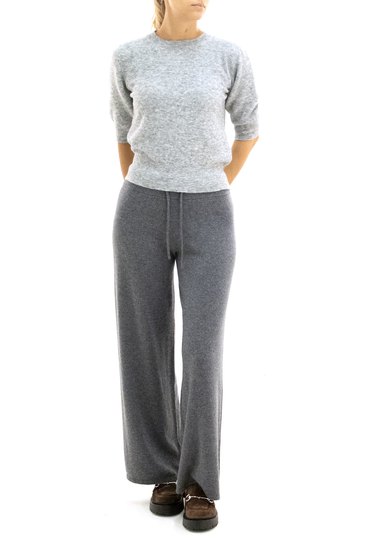 BASE Grey wool and lana sweater, Multi, view 2