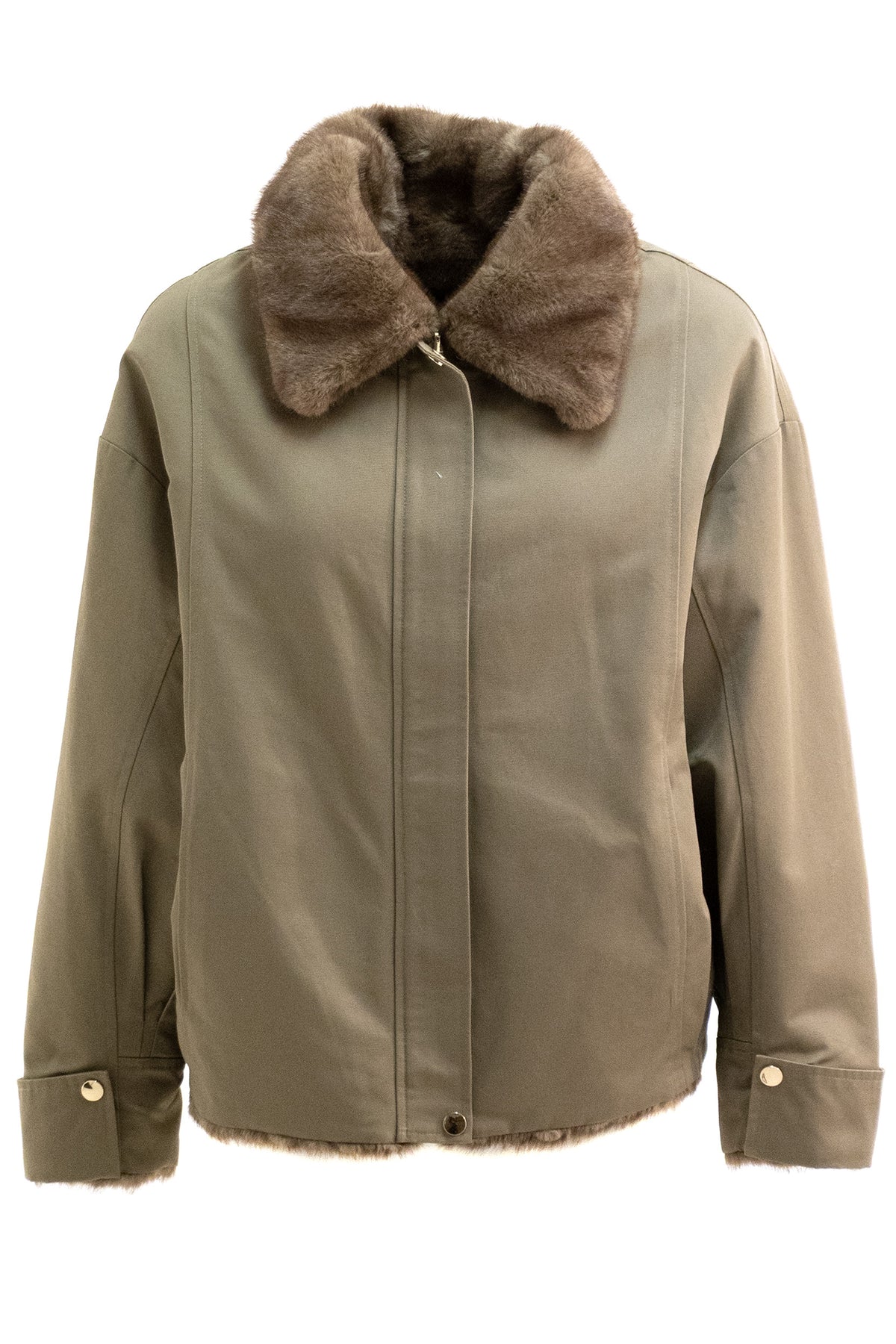 BULLY Parka corto reversibile color tortora, Marrone