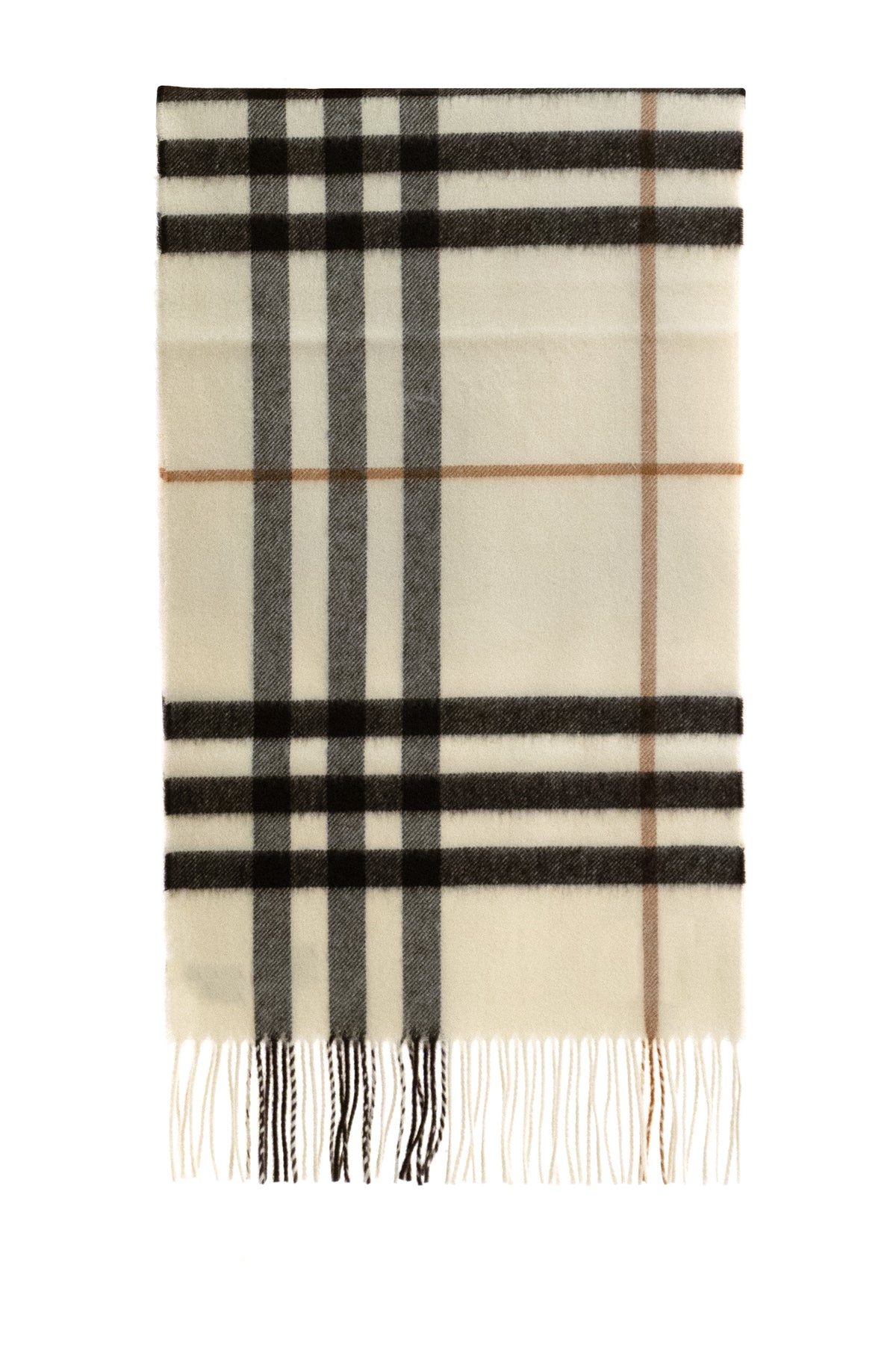 BURBERRY Sciarpa check in cashmere di colore bianco