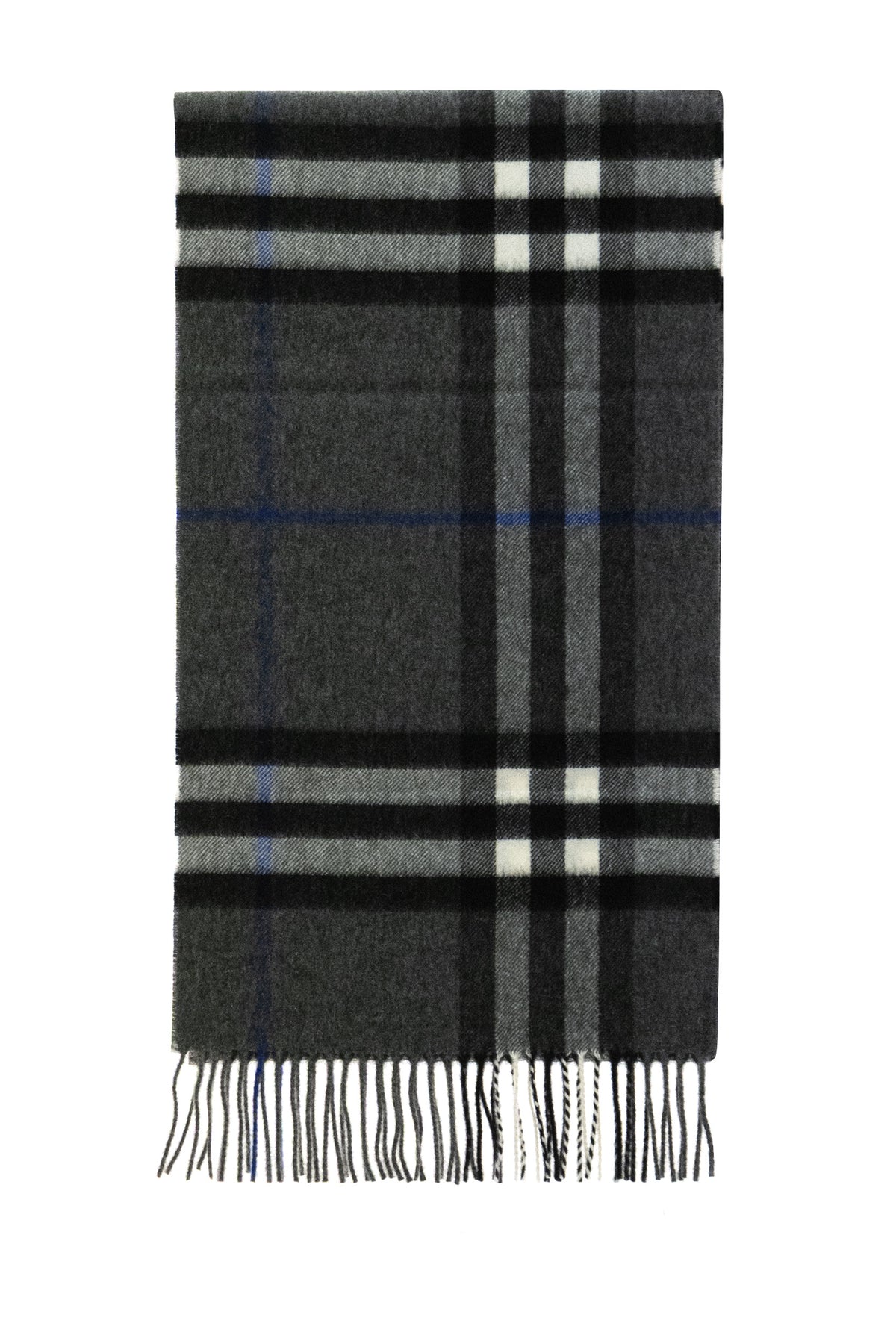 BURBERRY Sciarpa Check in cashmere di colore grigio