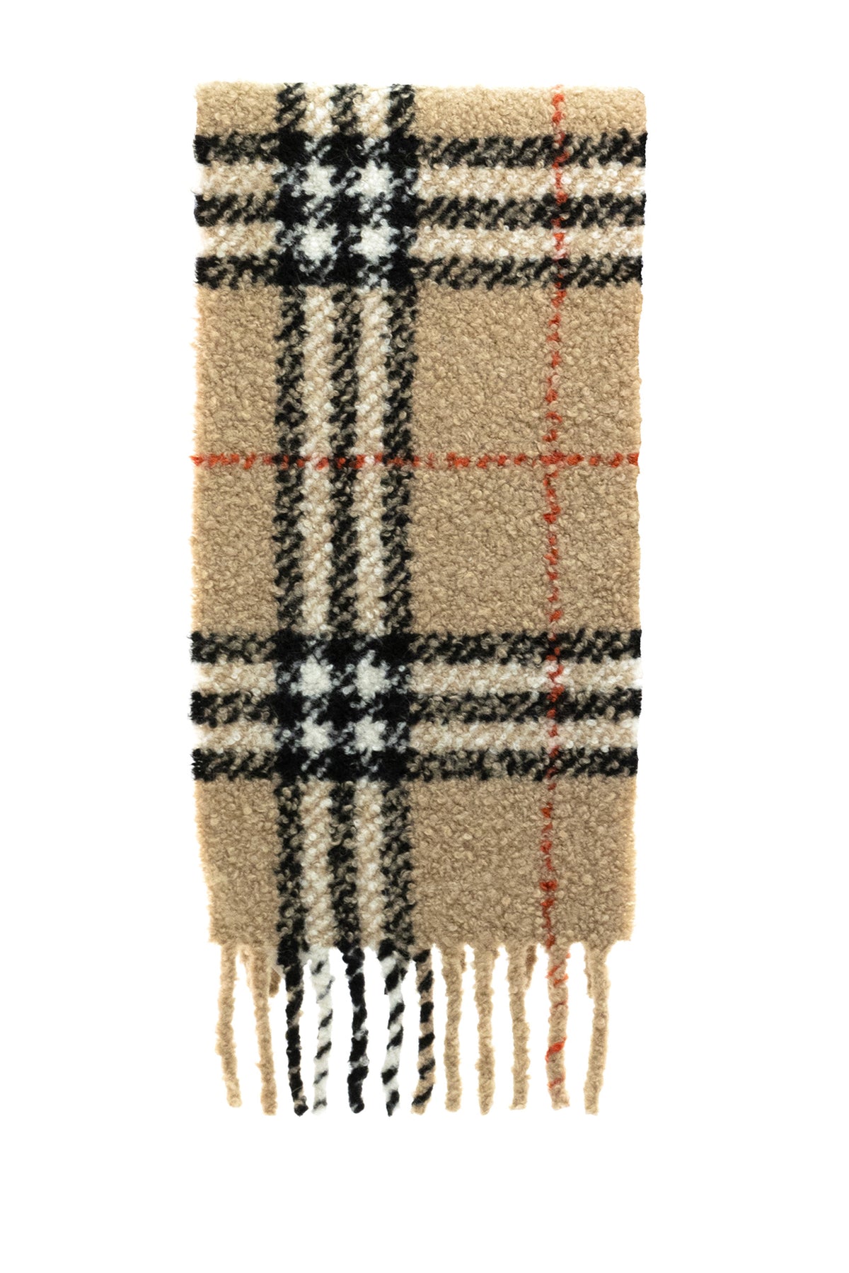 BURBERRY Sciarpa in bouclé di misto lana e alpaca Check color beige