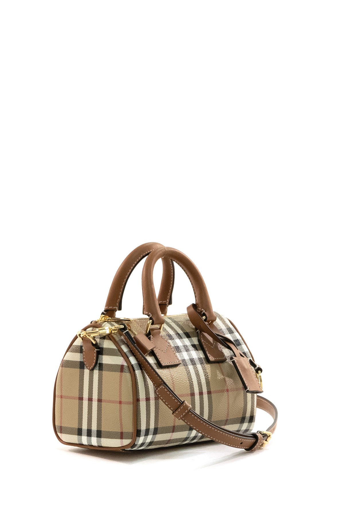BURBERRY Beige archive Burberry Check handbag, Marrone, view 2