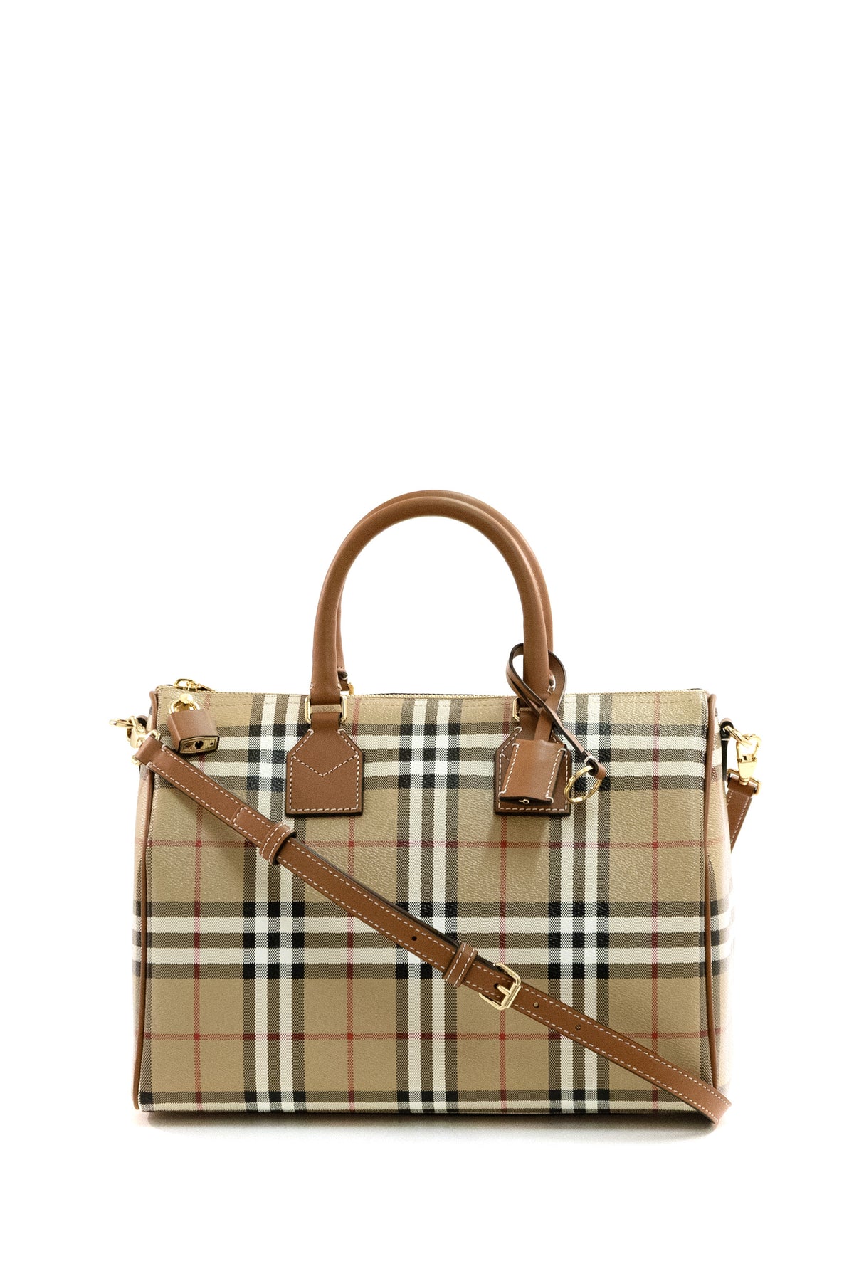 BURBERRY Borsa bowling in Check media di colore marrone