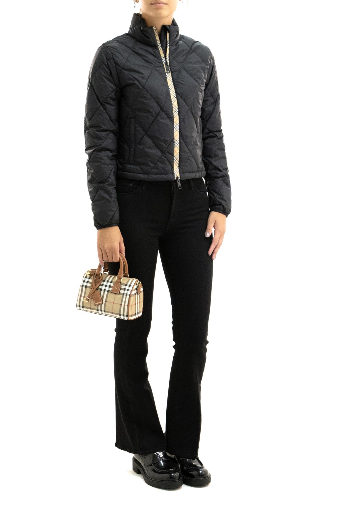 BURBERRY Giacca Bramford in nylon trapuntato di colore nero, vista 2