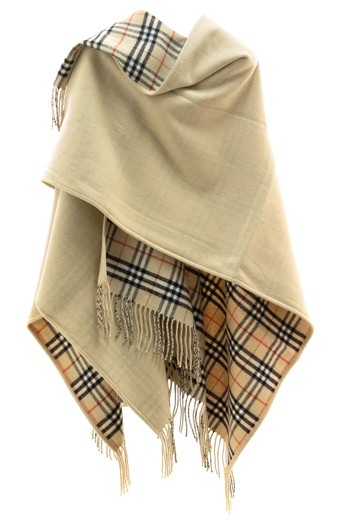 BURBERRY Mantella Check in lana di colore beige