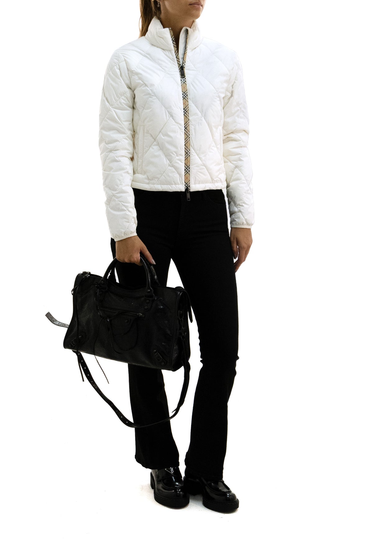 BURBERRY Giacca Bramford in nylon trapuntato di colore bianco, vista 2