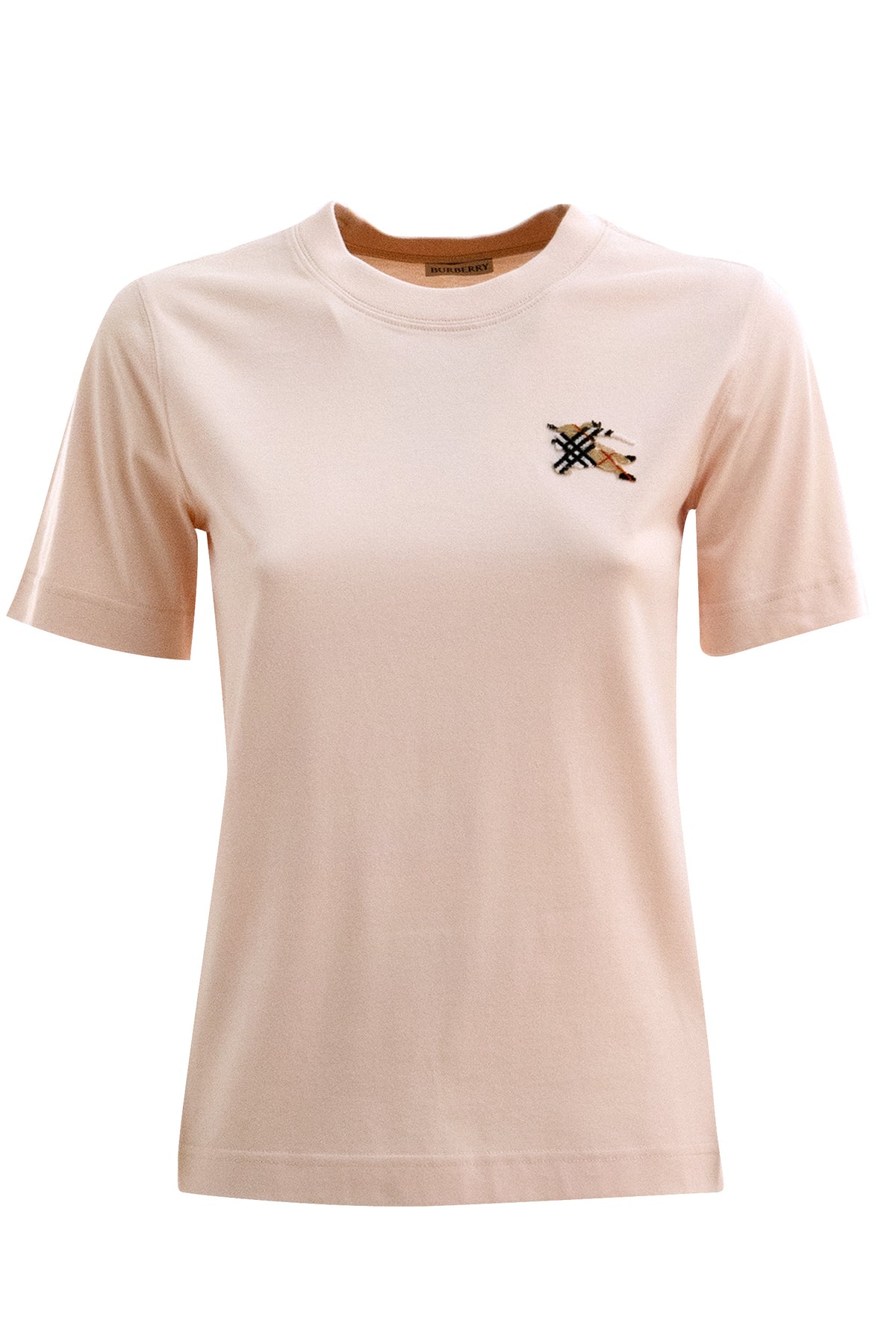 BURBERRY T-shirt Knight Check in cotone di colore rosa
