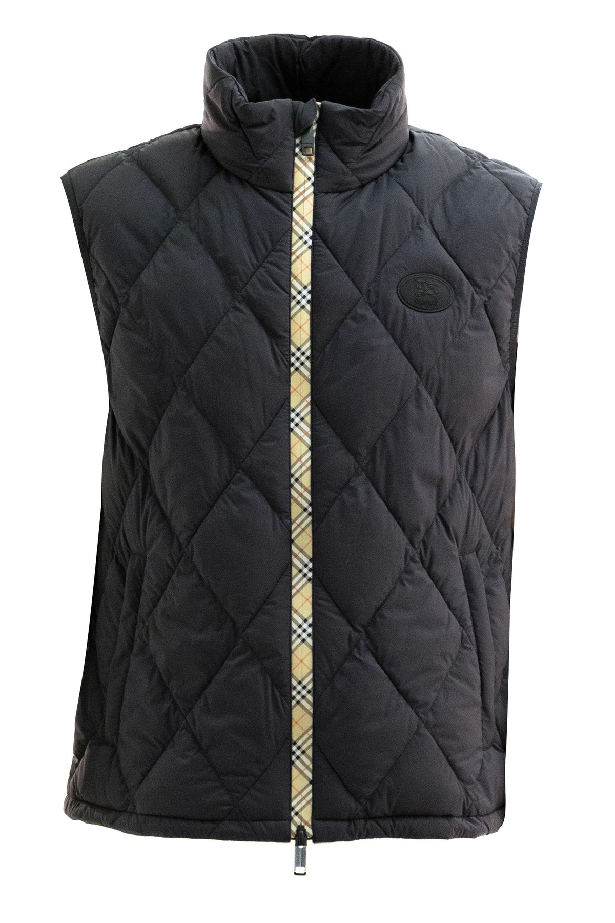 BURBERRY Gilet Acresford ripiegabile in nylon trapuntato di colore nero