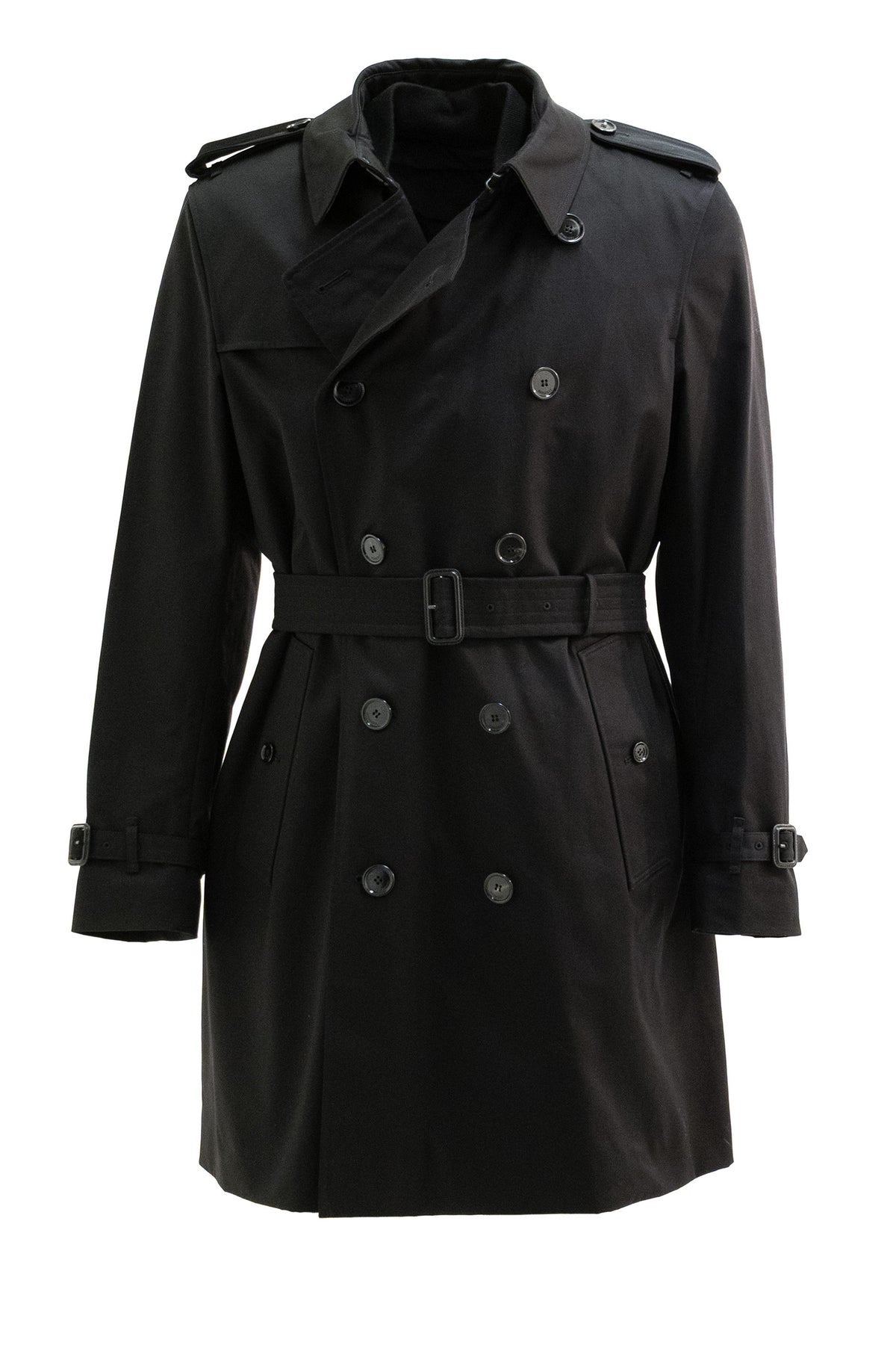 BURBERRY Trench Kensington in gabardine di cotone di colore nero