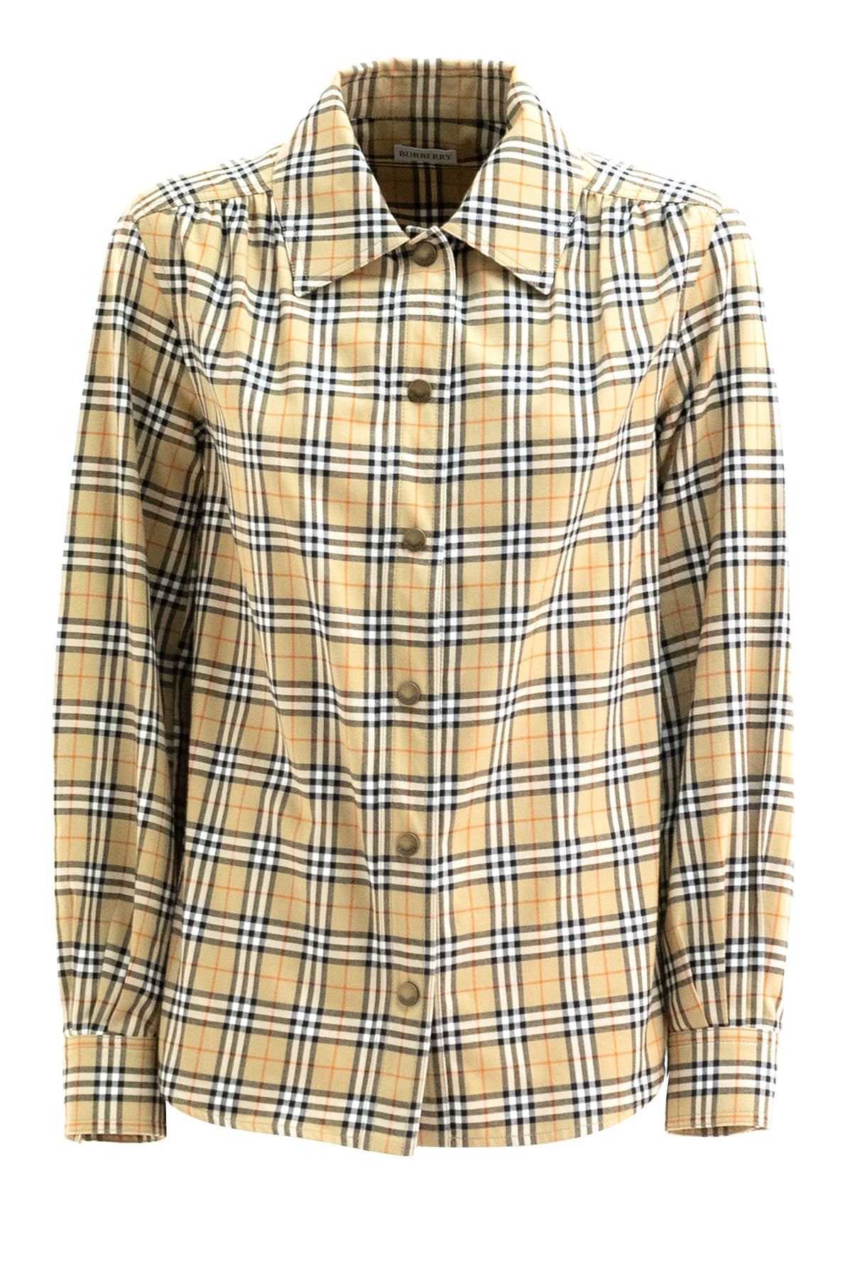 BURBERRY Camicia check di cotone, Beige