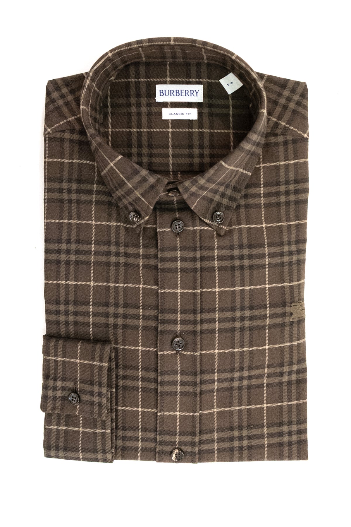 BURBERRY Brown check cotton shirt, Marrone