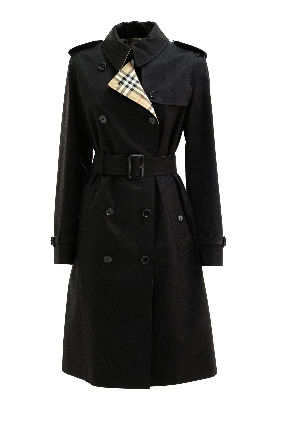 BURBERRY Trench Lakefield in gabardine di cotone di colore nero