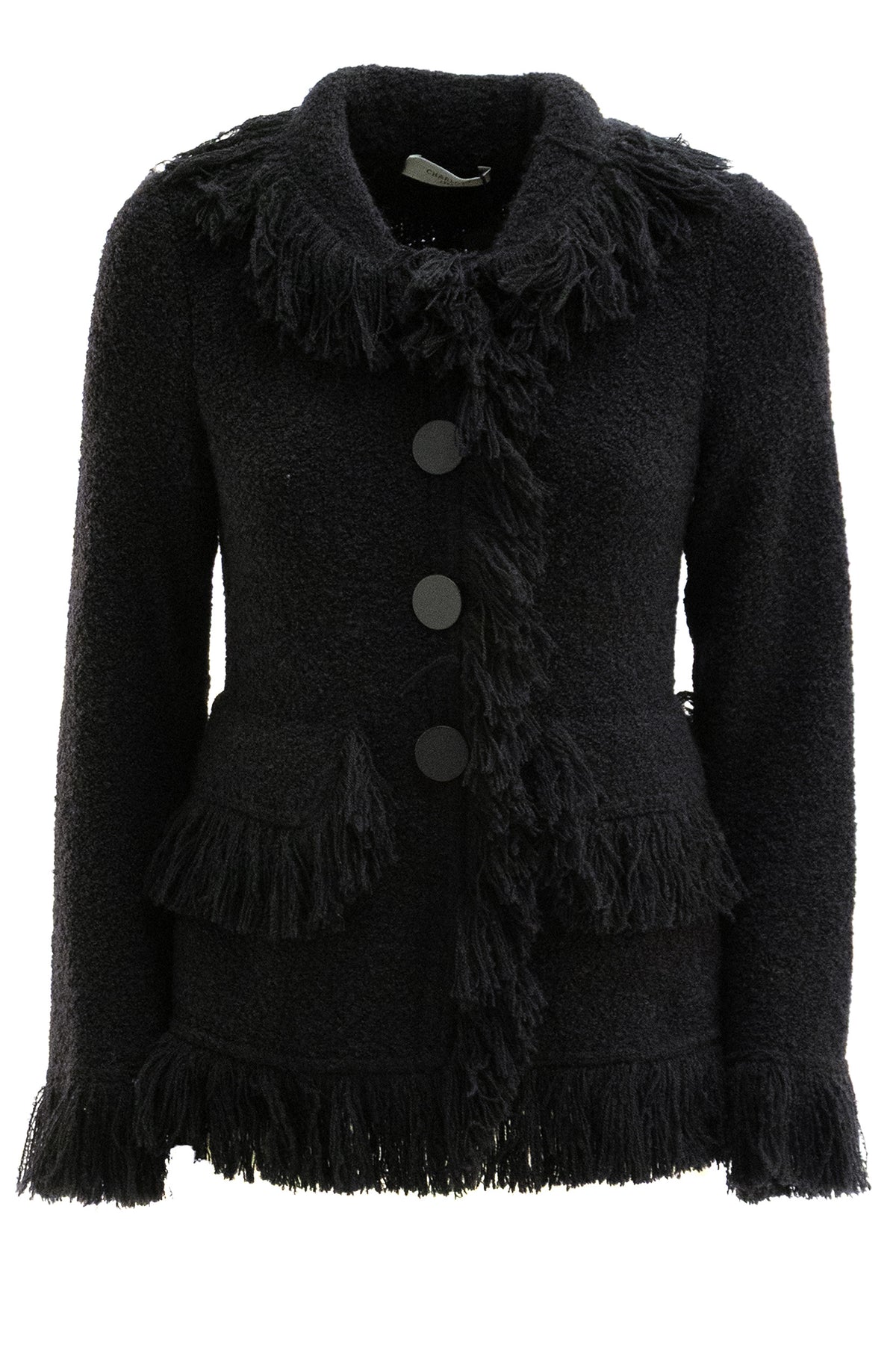 Giacca con frange di colore nero <BR/> 8403/00 NERO CHARLOTT 