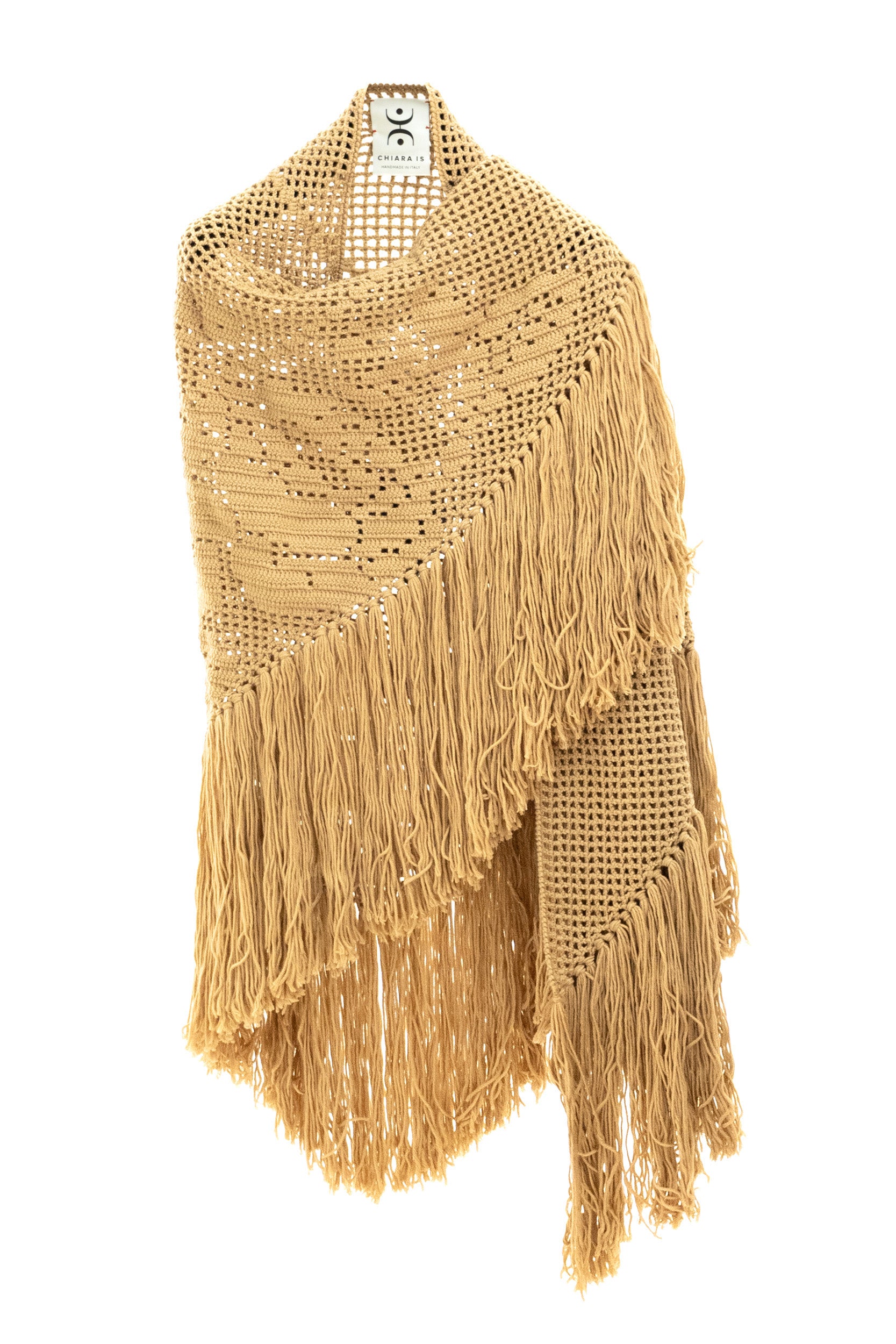 Scialle in lana merino color cammello<BR/> SPEO001WO SICILIAN ALMOND CHIARA IS 