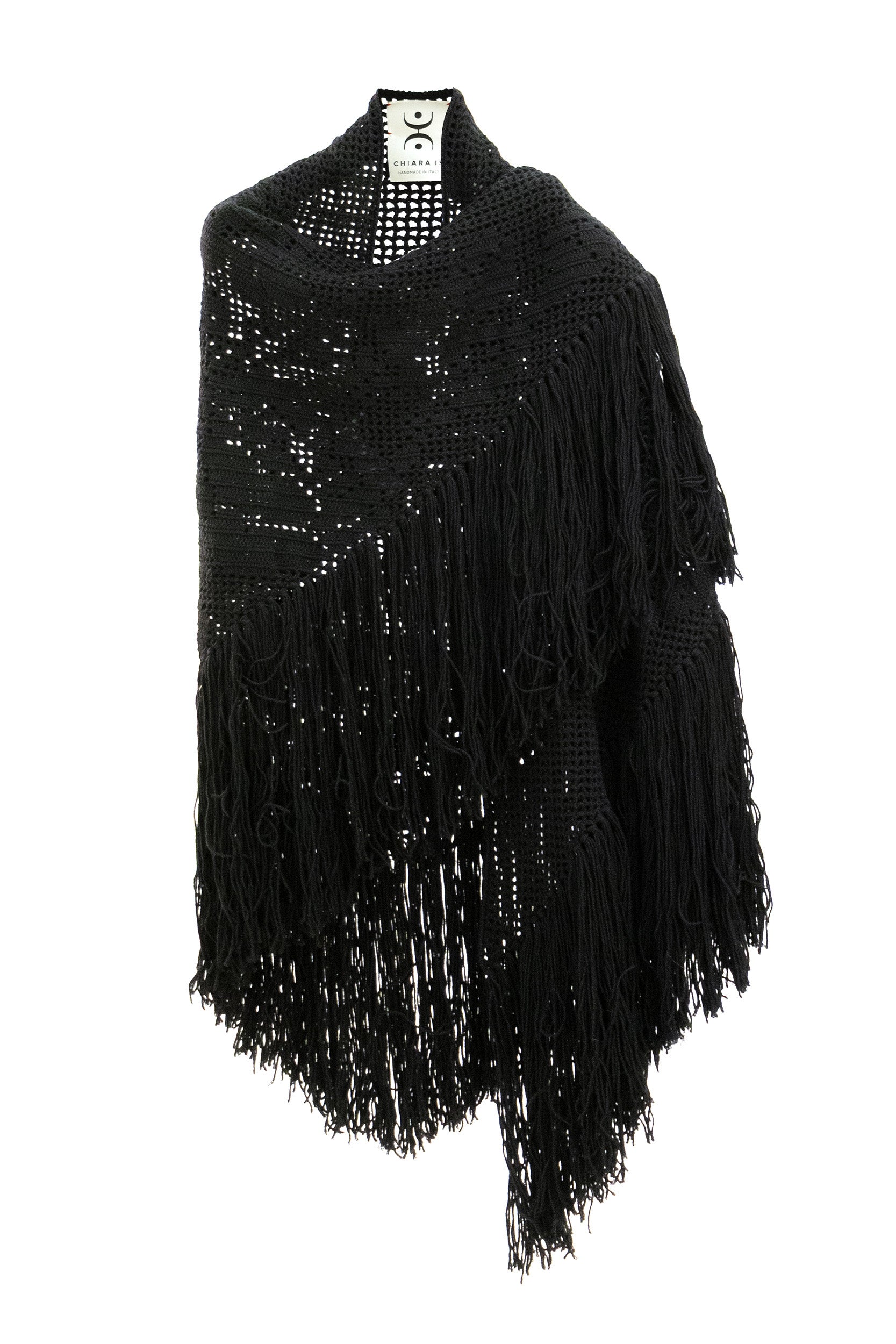 Scialle in lana merino di colore nero<BR/> SPEO001WO VOLCANIC BLACK CHIARA IS 