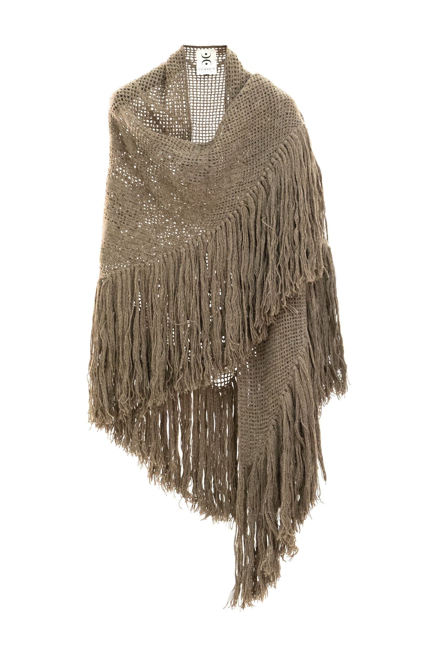 Scialle in alpaca color tortora<BR/> SPEO001WP CAROB BROWN CHIARA IS 
